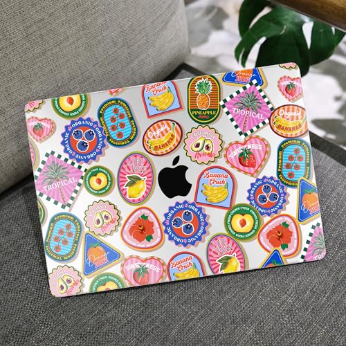 Image of MEEgoodo Case for M5 /M4 /M3 /M2 MacBook Air 13 inch 2026 2025 2024 2022, Fit Model A3449 /A3240 /A3113 /A2681, Case Compatible with MacBook Air 13.6-inch, Fruit & Sticker
