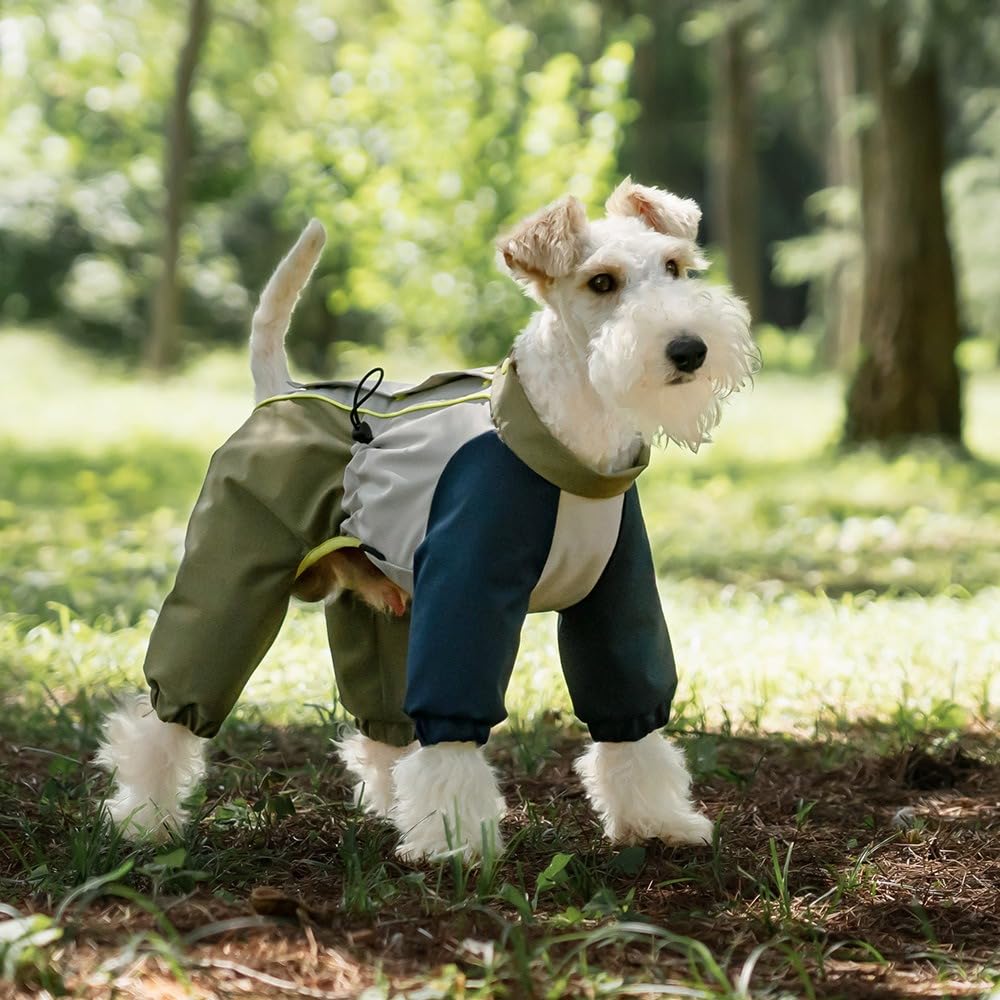 Chaqueta para mascotas, abrigo para perro para clima frío con capucha desmontable, ropa de invierno impermeable con rayas reflectantes de seguridad, ajuste ajustable, traje cálido de nieve para perro