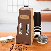 Vista 3 de Restaurantware Cater Tek - Recipientes de café para llevar de 96 onzas, 10 servidores desechables de bebidas – con asa aislada de papel kraft