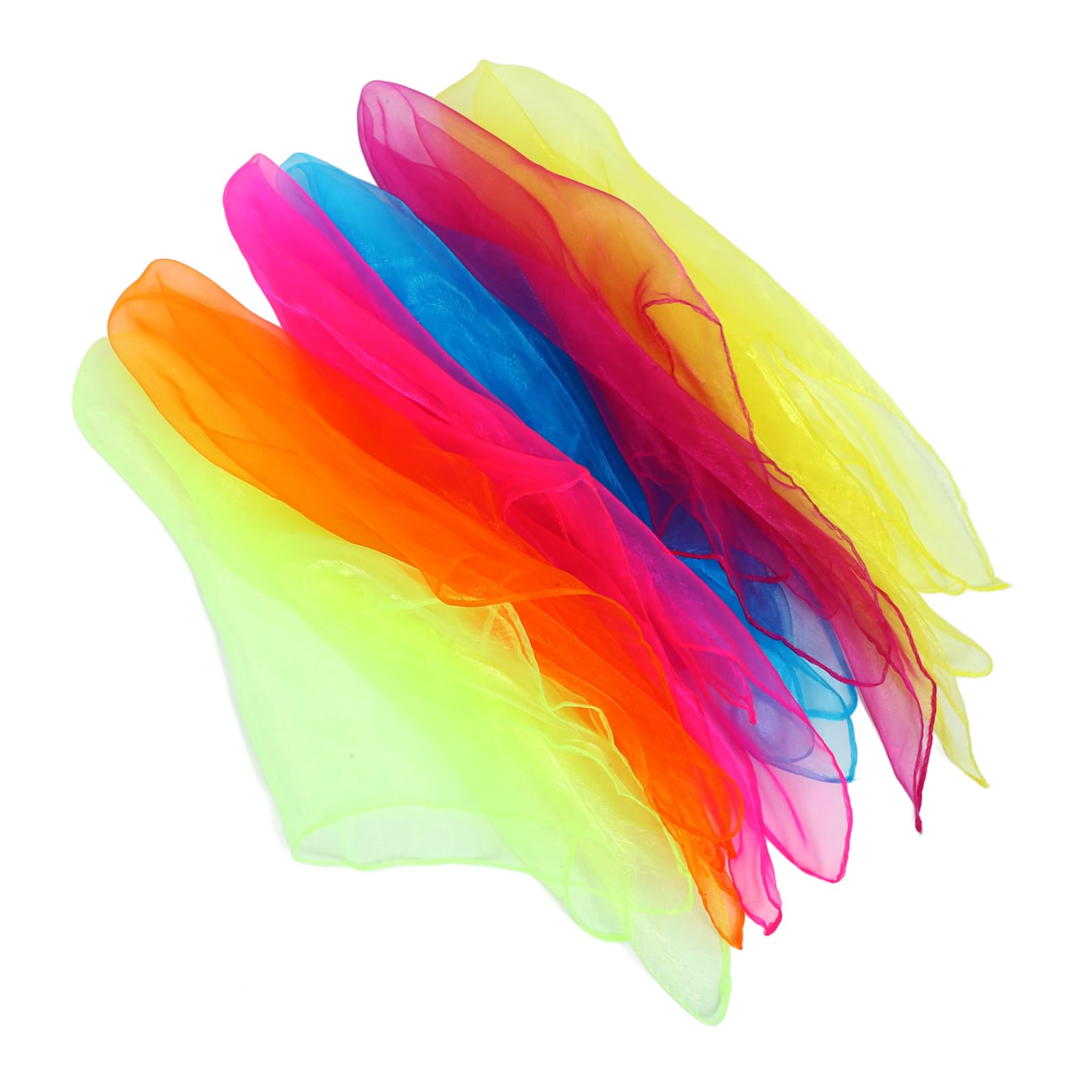 ERINGOGO 12Pcs Performance Scarves Dance Scarves for Juggling Musical Shows and Creative Play Pure Colored Scarves Fluorescent