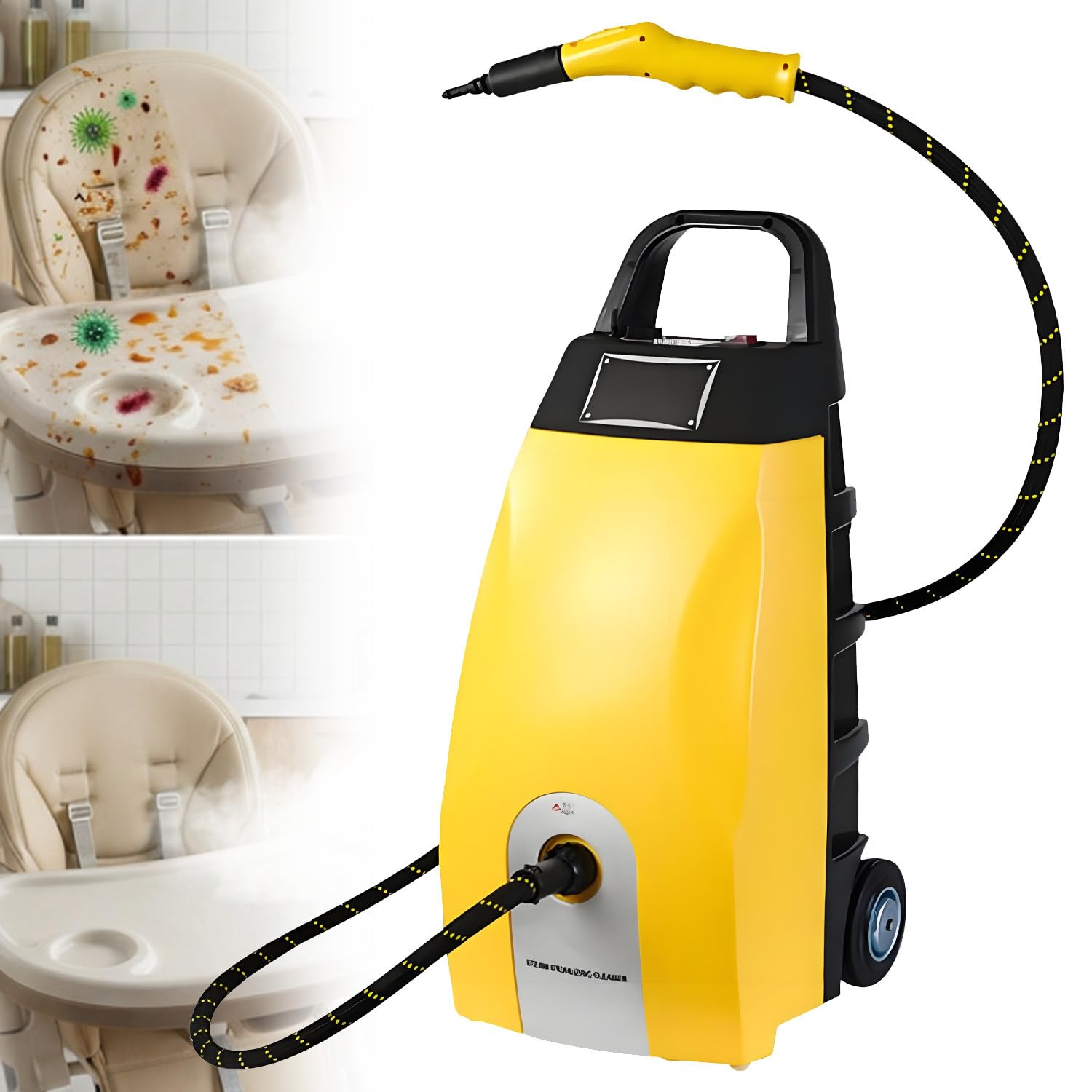GLBMXDD Portable Steamer Cleaning Machine, 3.5L Tank, 230°F High Temp Steam,3000W Heated Carpet Extractor for Home with Safety Lock, For cleaning carpets, sofas, mattresses Yellow
