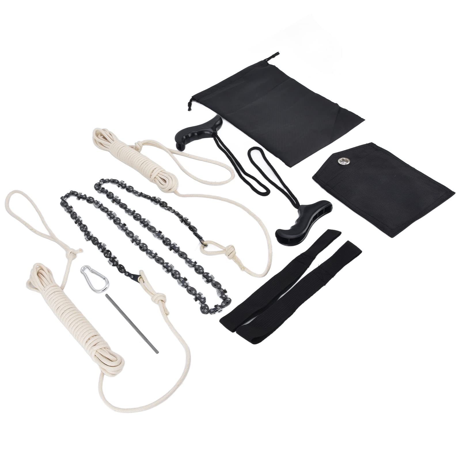 EMUKOEP Motosierra de Cuerda Manual para Exteriores con 64 Secciones y 62 Dientes, Ideal para Corte Rápido de Madera, Incluye Mosquetón y Bolsa de Almacenamiento