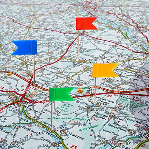 VONKY 100pcs Mapa da bandeira Empurre Pin coloridos Thumb Tack Mini País Mapa Empurre Pin portátil d