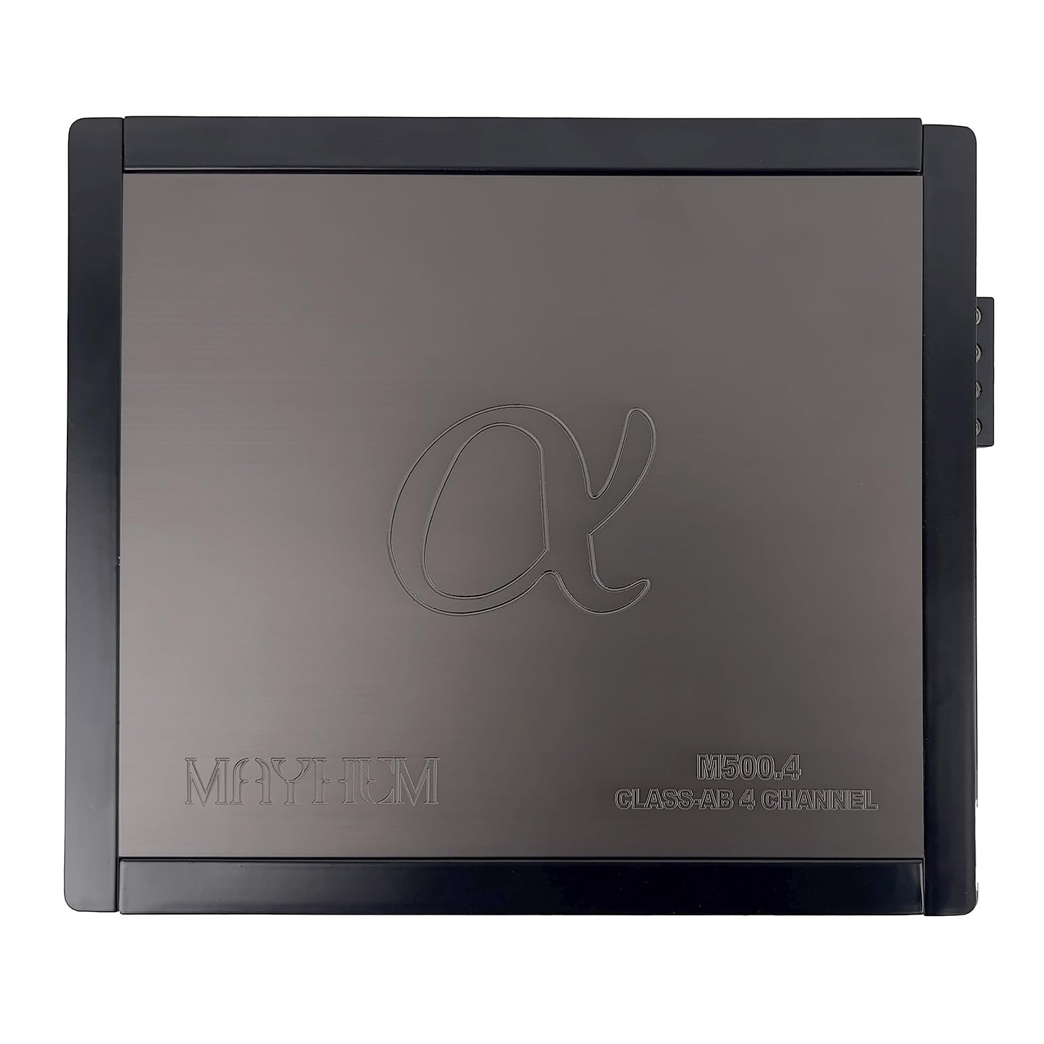 Alphasonik M500.4 Mayhem Series High-Performance 500W RMS Class A/B 4-Channel Amplifier - 2/4 Ohm, High-Level Input, High/Low Pass Crossover, 4-Way Protection Circuitry