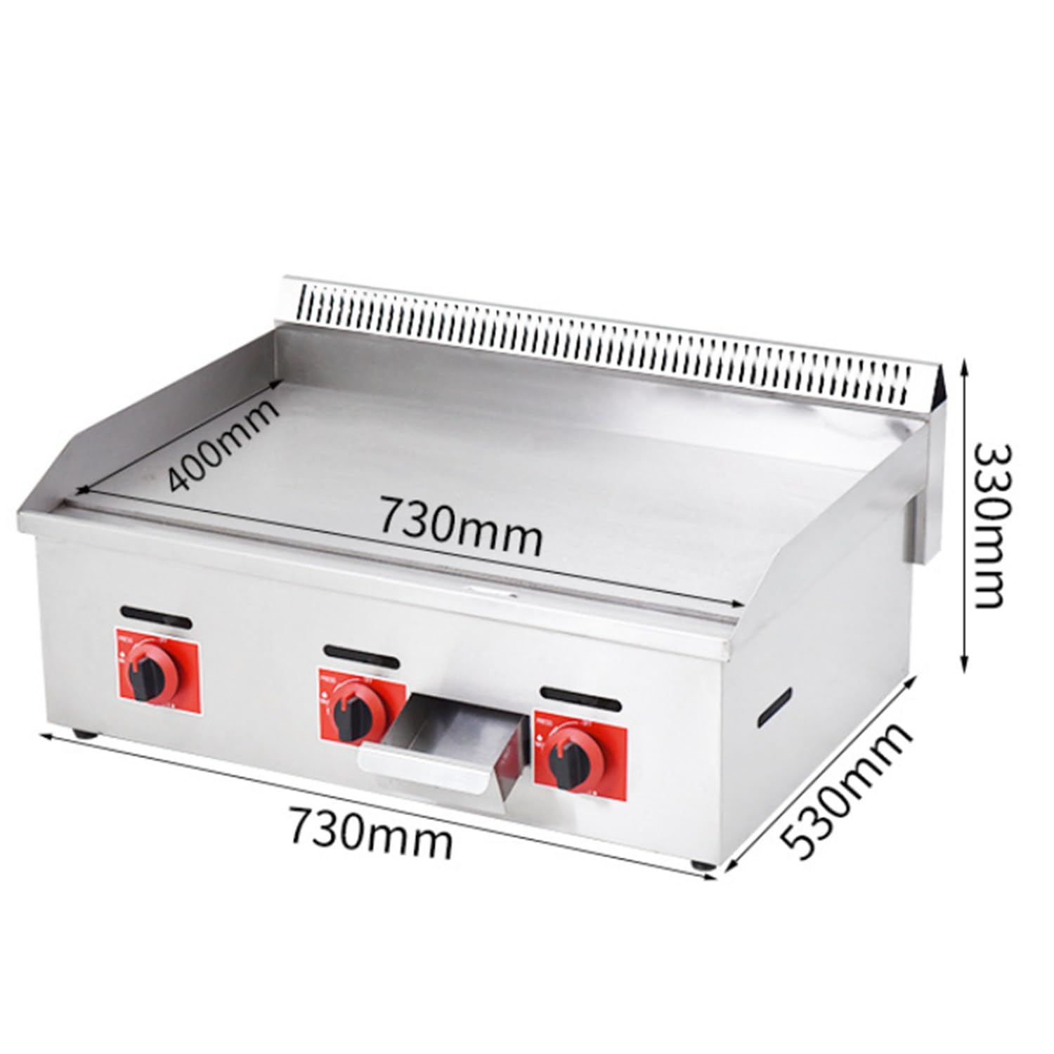 grande piastra antiaderente in acciaio inox, piastra a gas, griglia da banco commerciale, padelle per la cucina, friggitrice per uova alla pancetta del barbecue