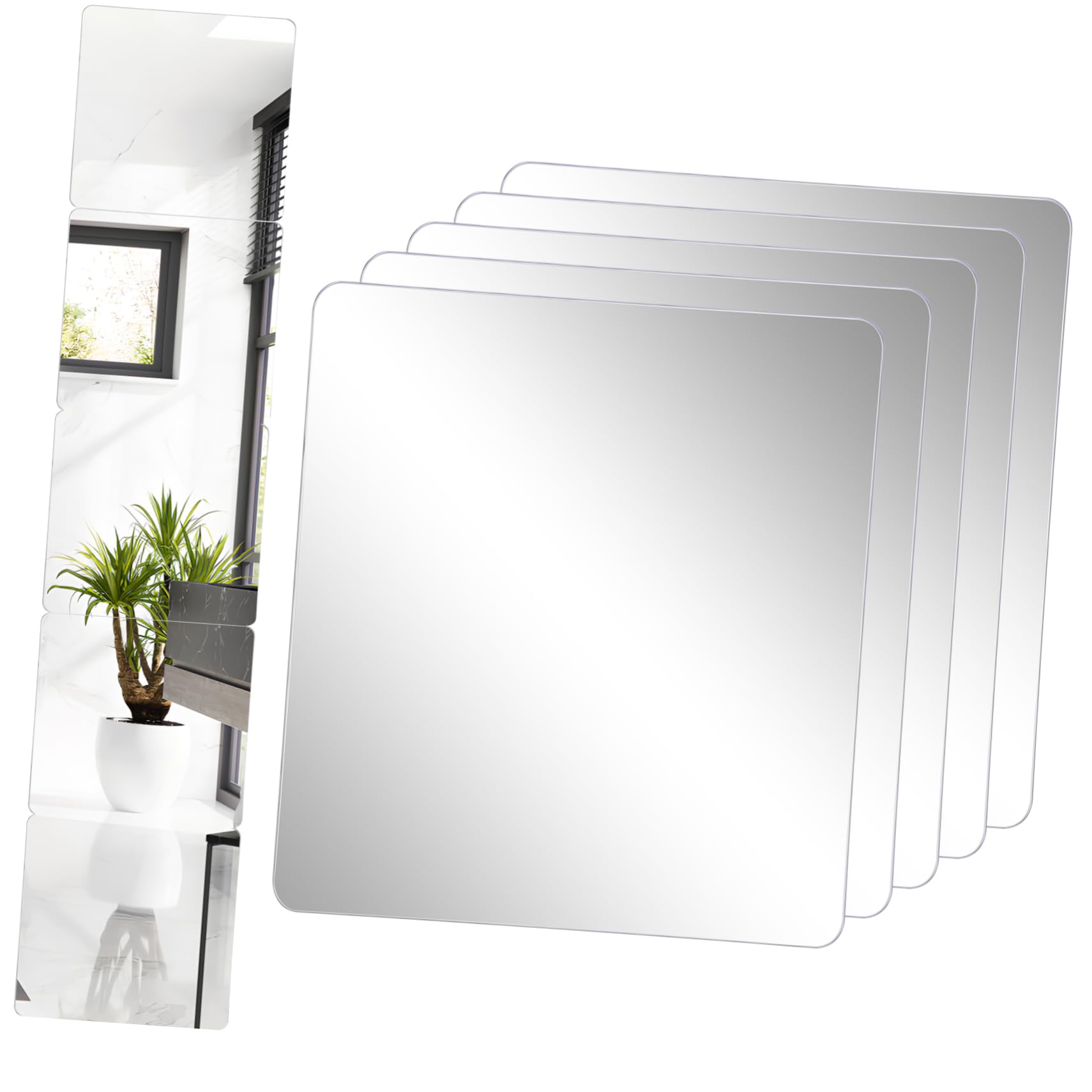 Self Adhesive Mirror Tiles 20x20 cm 4 Pcs Peel and Stick Square Mirrors for Wall Decor for Bathroom
