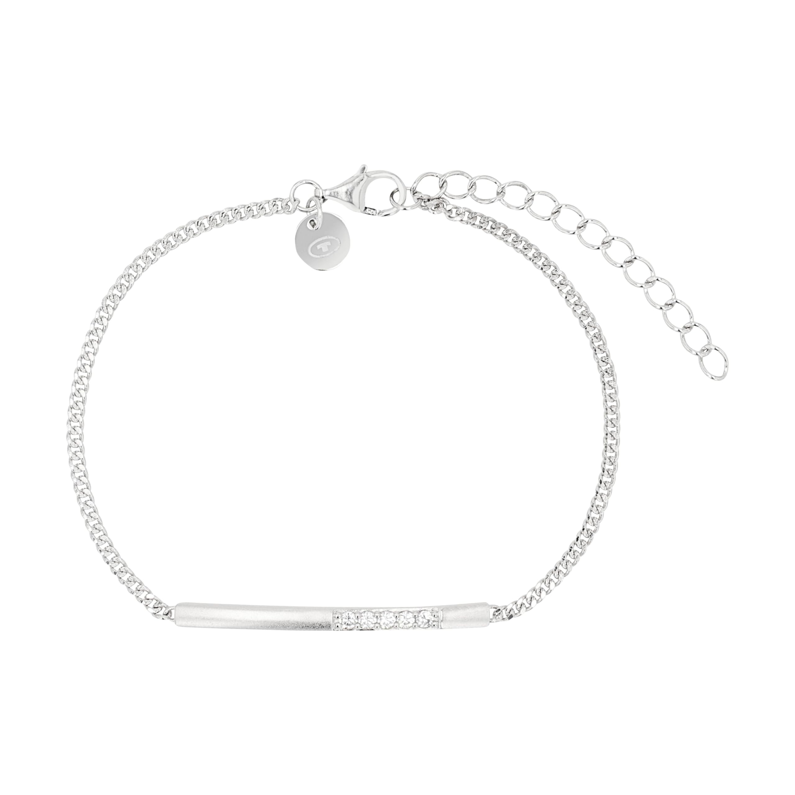 TOM TAILOR - Pulsera para Mujer en Plata 925 - con Circonita - Colgante de Barra - TT-B0070