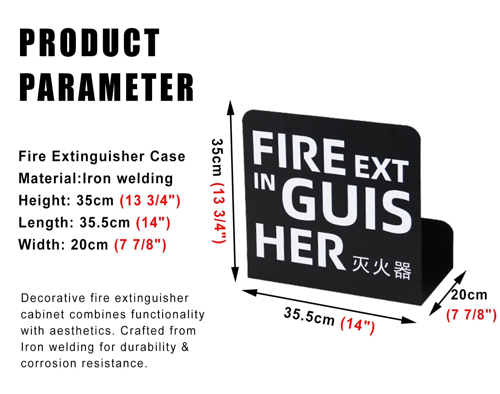 Extintor de incendios, Paquete de seguridad contra incendios Soporte for extintor en forma de L Gabinete for extintor for 2(Schwarz)