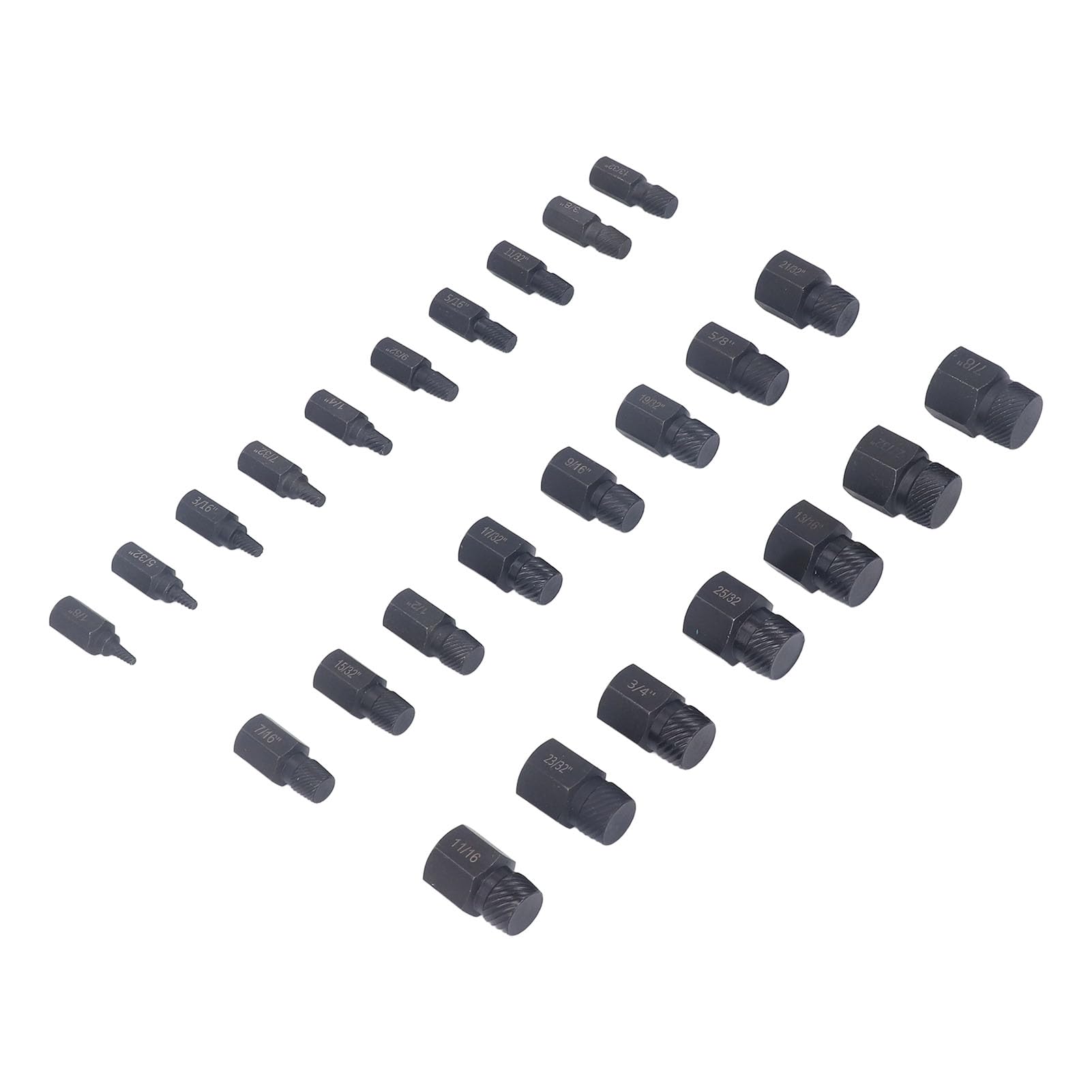 Generic Set di Estrattori per Viti da 25 Pezzi, Testa Esagonale in Acciaio Cr Mo, Design a Spirale Sinistra per la Rimozione di Perni Danneggiati Rotti, Marcature Incise Facile Identificazione