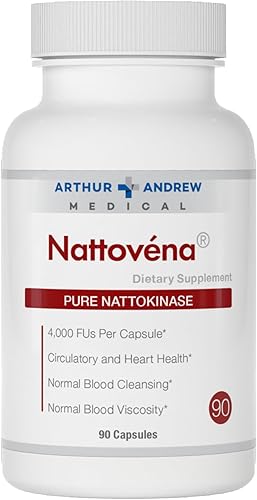 Arthur Andrew Medical, Nattovena, suplemento de nattokinase pura, doble fuerza 4,000 FU por cápsula, 90