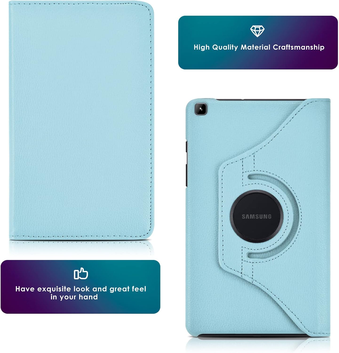 DETUOSI Rotating Case for Galaxy Tab A 8.0 Case 2019 (SM-T290),Multi-Angle Viewing 360° Degree Rotating Stand Cover Case for Samsung Galaxy Tab A 8.0 Inch SM-T290/T295/T297 Tablet (2019),Sky Blue