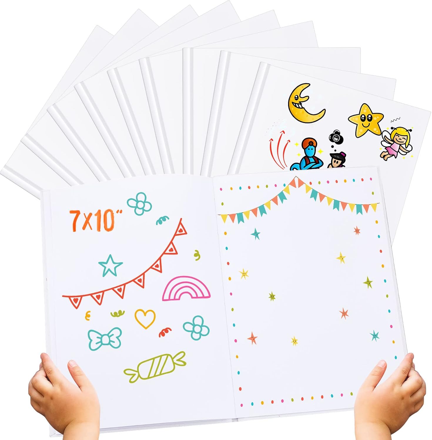 Henoyso Hardcover Blank Books for Kids to Write Stories Make Your Own Book Craft Unlined Notebook for Student Classroom DIY Drawing and Writing 40 Pages SketchBook for Kids Gift(20 Pack,7 x 10 Inch)