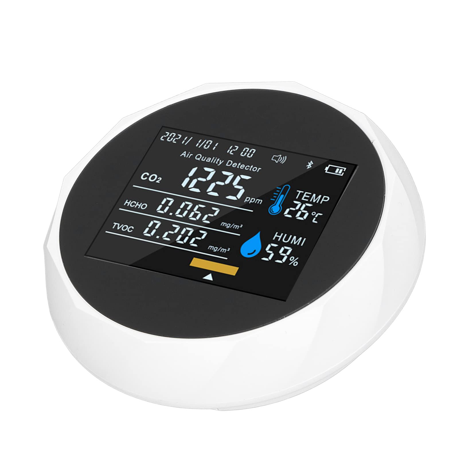 Monitor della qualità dell'aria Display a colori intelligente Rilevatore digitale portatile per Home Office Ricarica USB 5V (bianco)