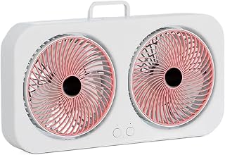 Ventilador Pequeño - Ventilador De Mesa Silencioso Para El Dormitorio | Dispositivo De Enfriamiento De Doble Cabeza, De Mesa Tranquilo, USB Recargable Hangable Poderoso De Enfria