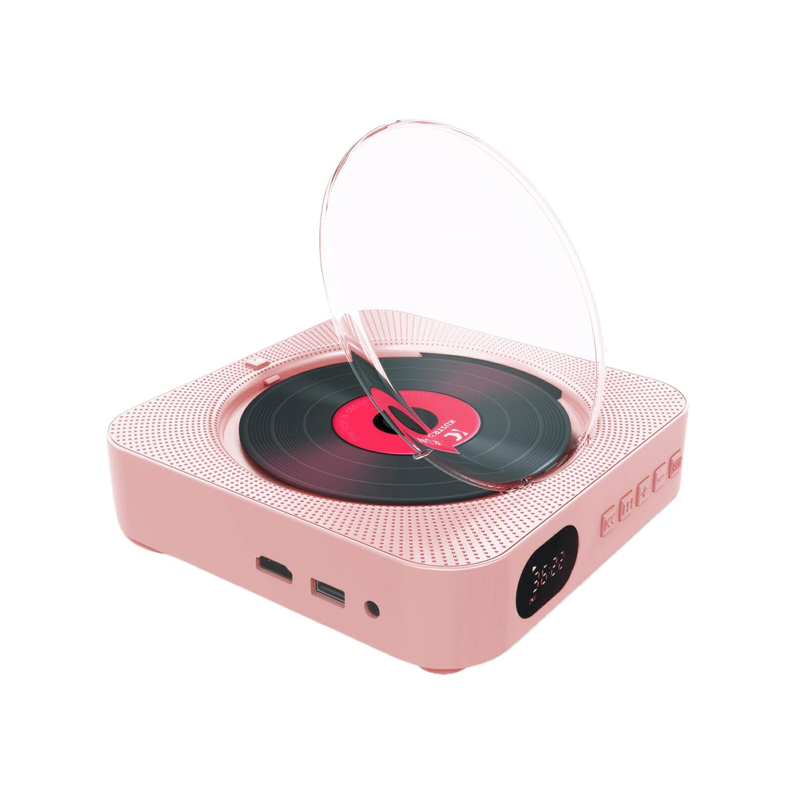 Lecteur externe CD/DVD multimédia avec double haut-parleurs et télécommande rose