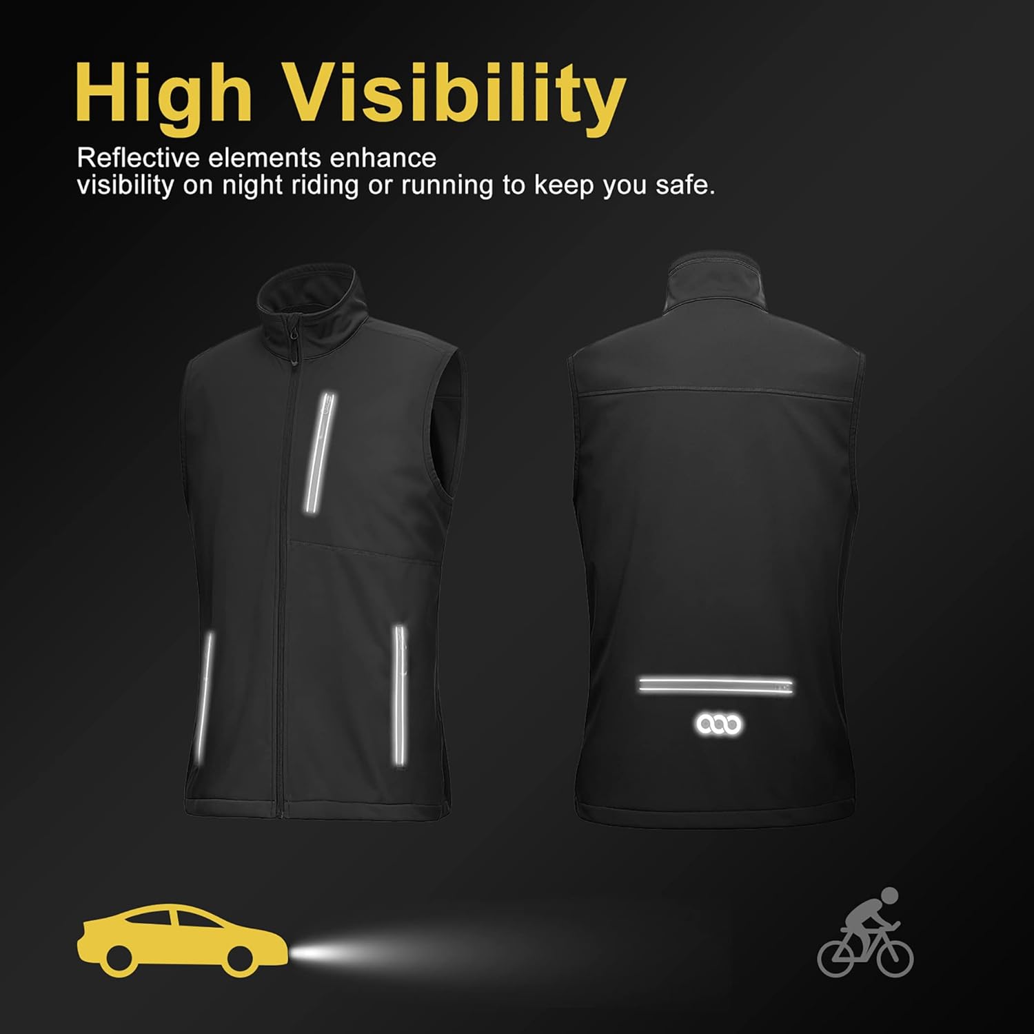 33,000ft Men's Windproof Lightweight Golf Vest Outerwear with Pockets, Softshell Sleeveless Jacket for Running Hiking Sports - Image 6