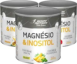 Kit 3x Magnésio e Inositol Taurina Melatonina 210g Bodyaction (Único, Variado)