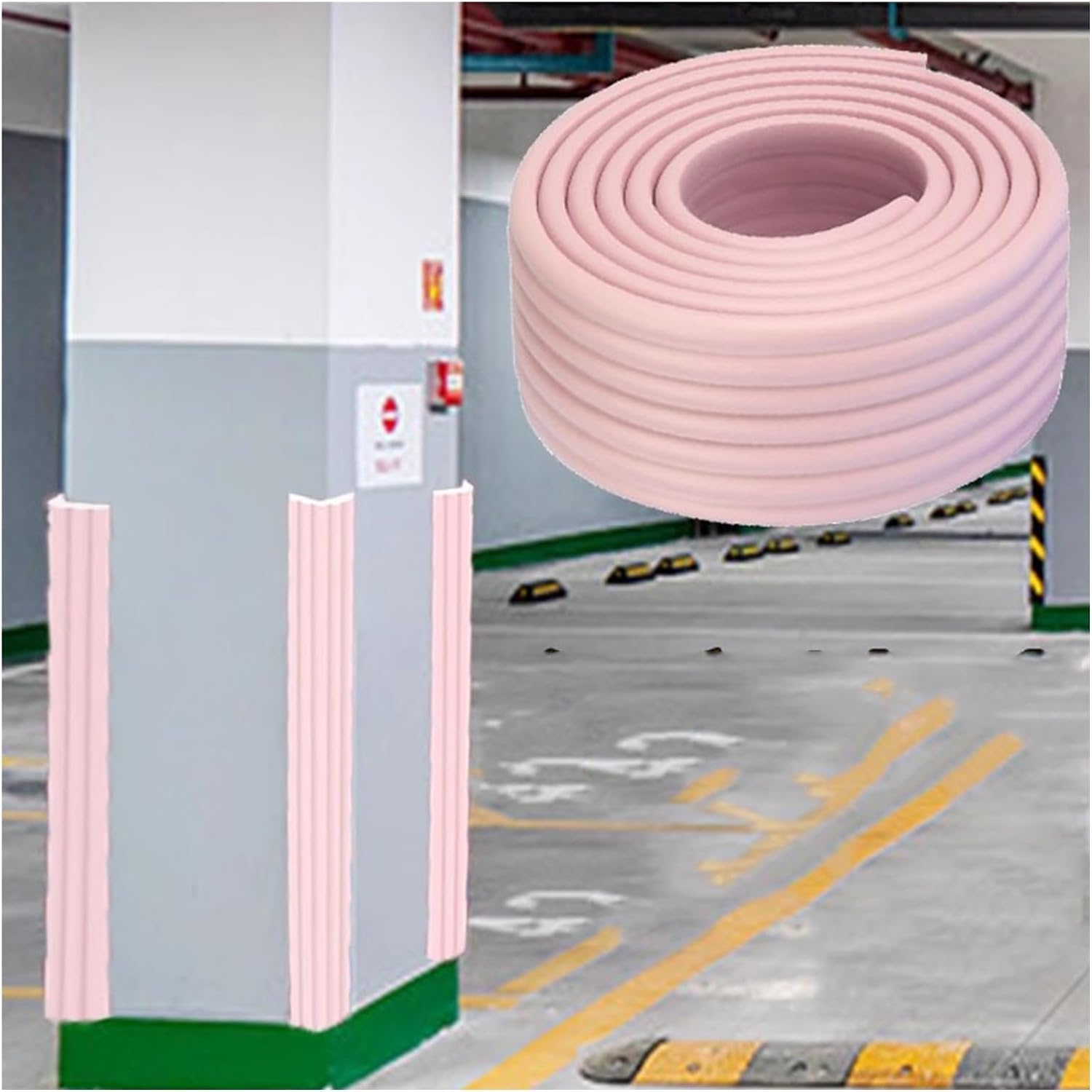 Tianqihao Pink Garage Column Protector Garage Wall Corner Guards, Sponges Table Corners Column, Anti-Impact Window Sills Corner Guard Strip To Protect Parking, And Warehous,-2M-3Pcs