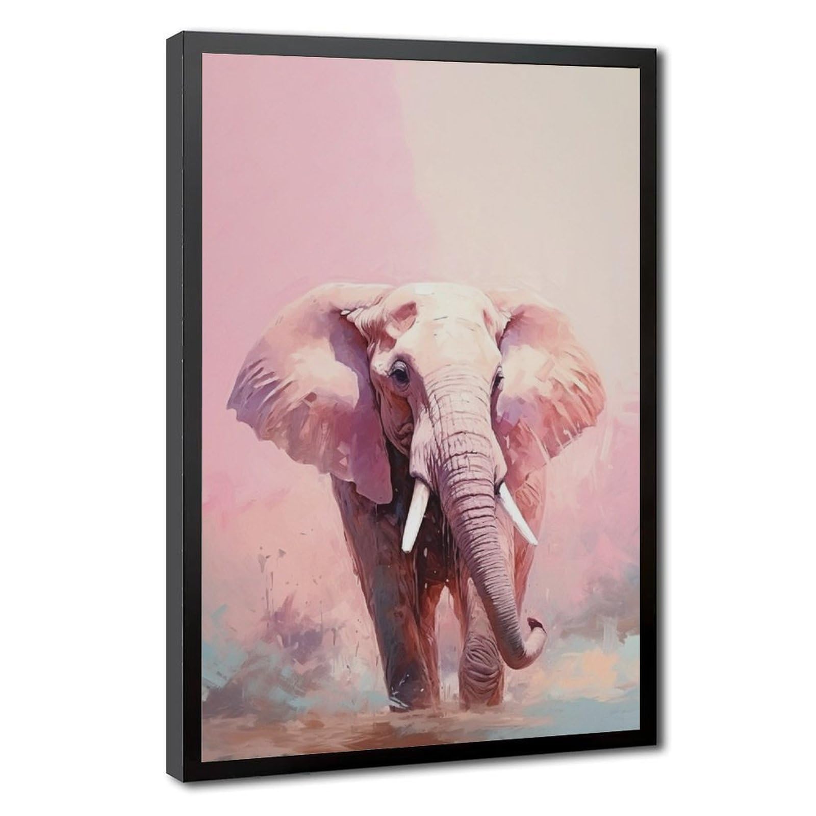Bareronor Pink Elephant Canvas Poster Bedroom Decor Landscape Office Room Decor Gift 16" L X 24" W