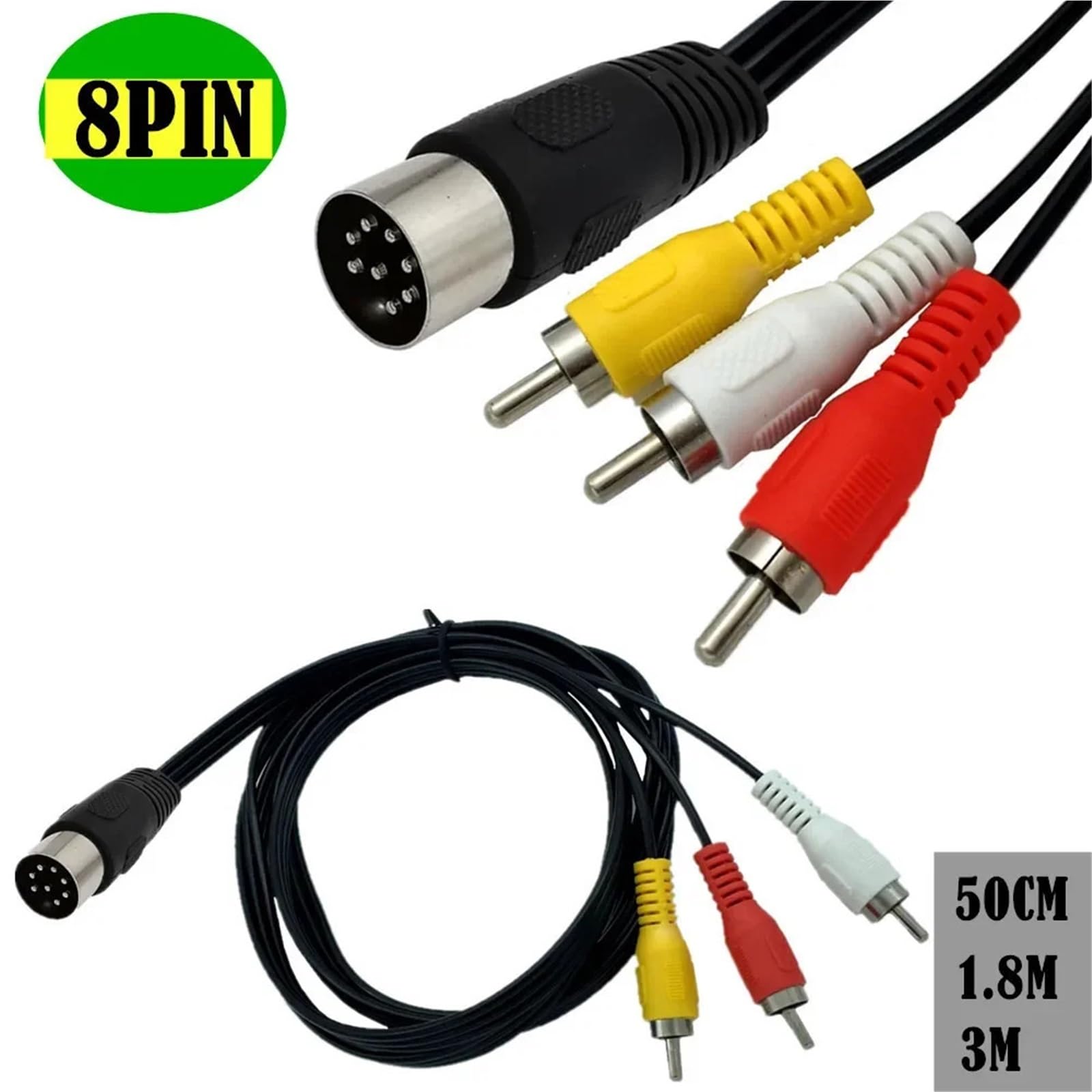 Kabel DIN 8-pinowy na 2RCA 8-pinowy wtyk męski DIN do 2-RCA męski (1,8 m)
