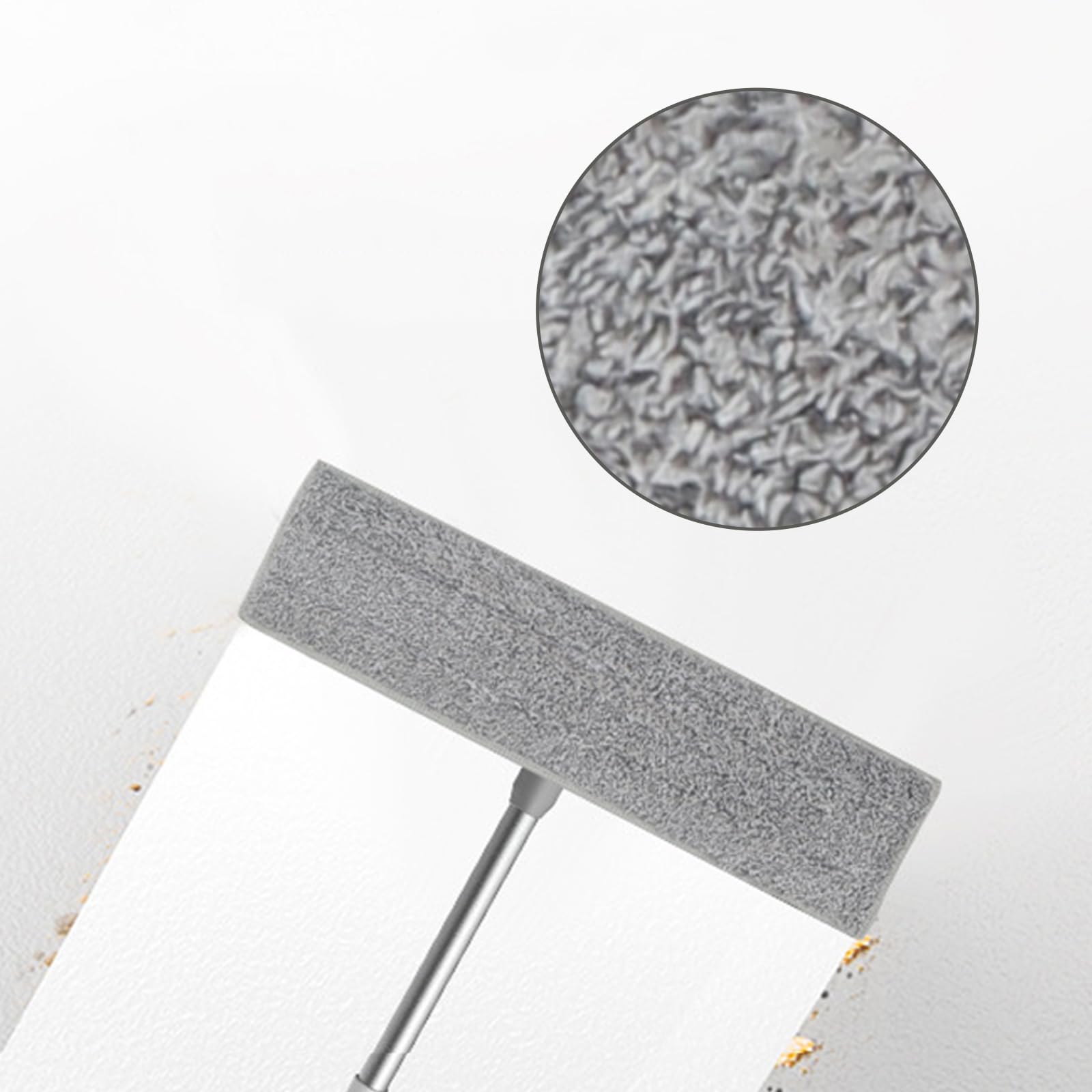 Large Flat Mop,Mopa extraplana con Mango de Acero Inoxidable Largo 130 cm,raspador,1 Almohadilla de Microfibra,para Cocina, baño, Limpieza de Paredes