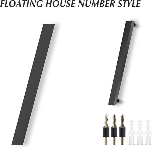 Miniatura 79 de DEWEL Números flotantes de casa grandes de 8 pulgadas para exteriores, decoración de números de dirección de casa modernos negros para señalización