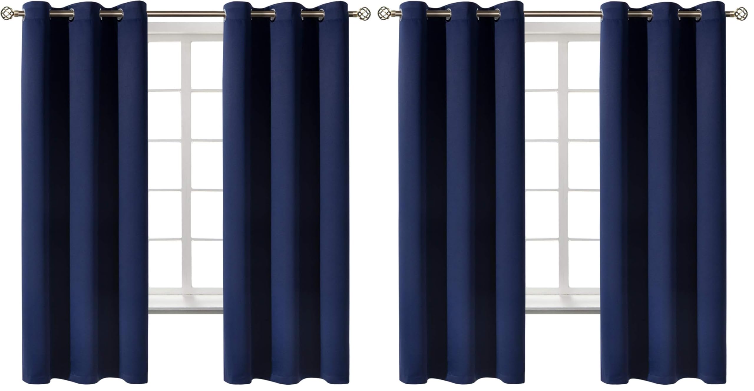 BGment Blackout Curtains for Bedroom - 63 Inch Long Navy Blue Grommet Room Darkening Thermal Insulated Window Drapes for Kids Boys Room, 2 Panels, 42x63 Inch (Pack of 2)