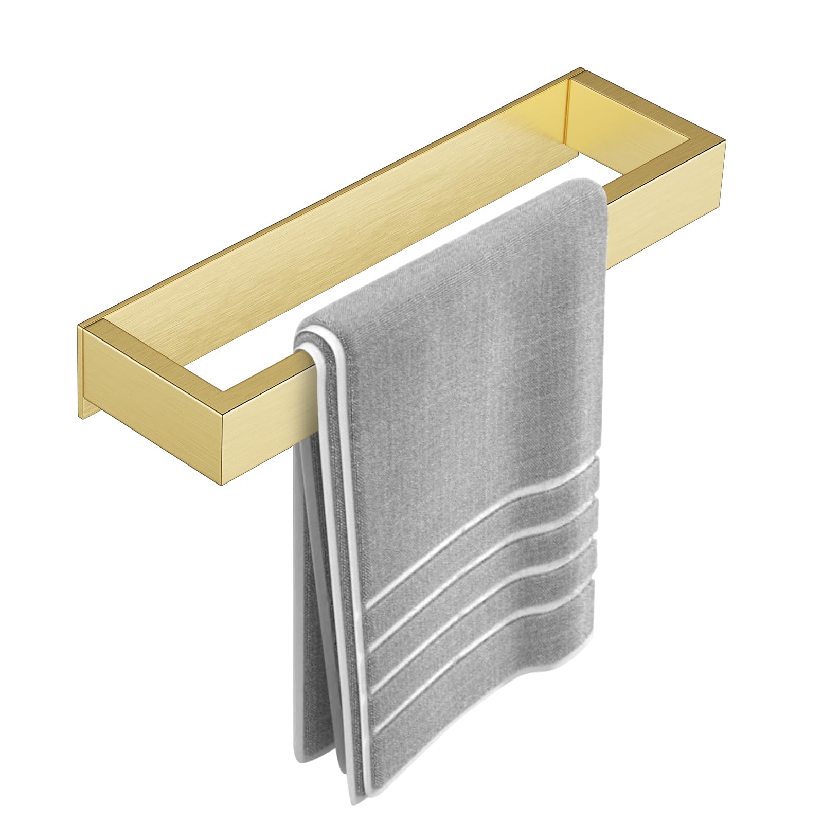 YACVCL Self Adhesive Towel Holder for Bathroom Brushed Gold SUS304 Stainless Steel Towel Rail, 30CM Towel Rack Wall Mounted No Drilling Towel Ring for Kitchen Washroom