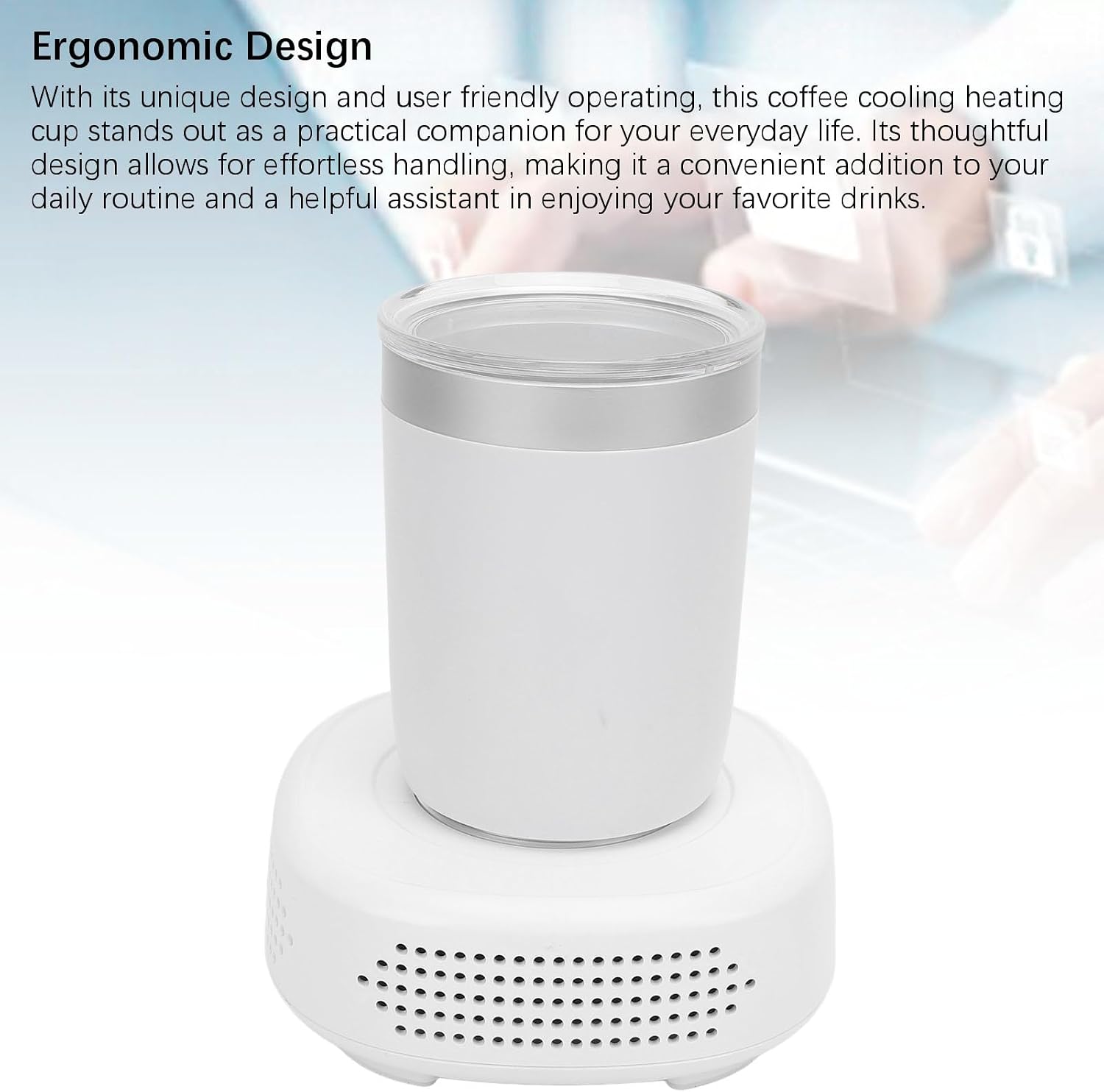 Smart Cooling Heating Mug, 380ML Stainless Steel ABS Intelligent Temperature Control Coffee Cup Electric Coffee Warmer Cooler Cup for Home Office Travel