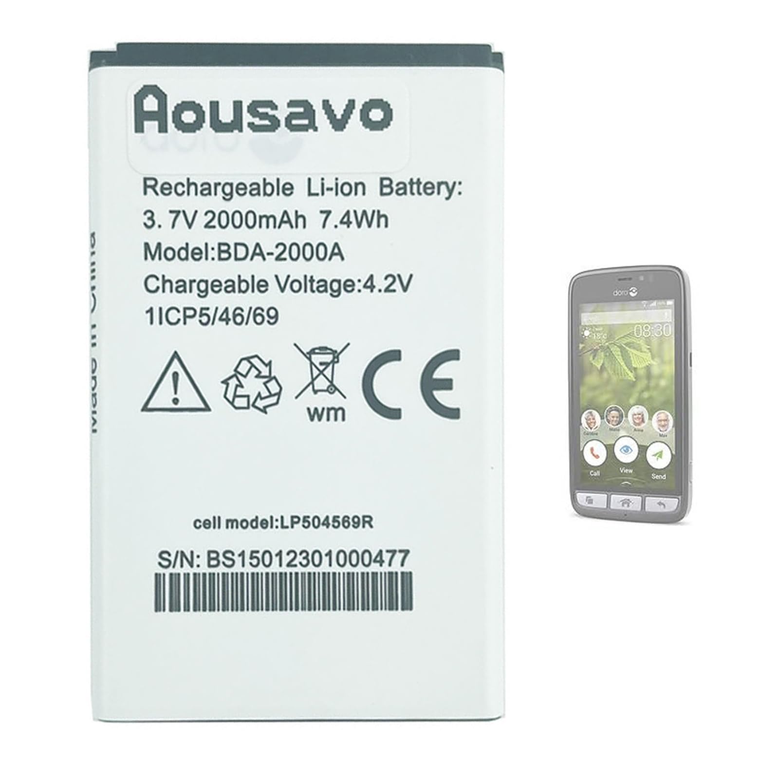 Cameron Sino Li-ion Battery, 1700 MAh, Suitable For [Doro] Liberto 825 - Foto 5