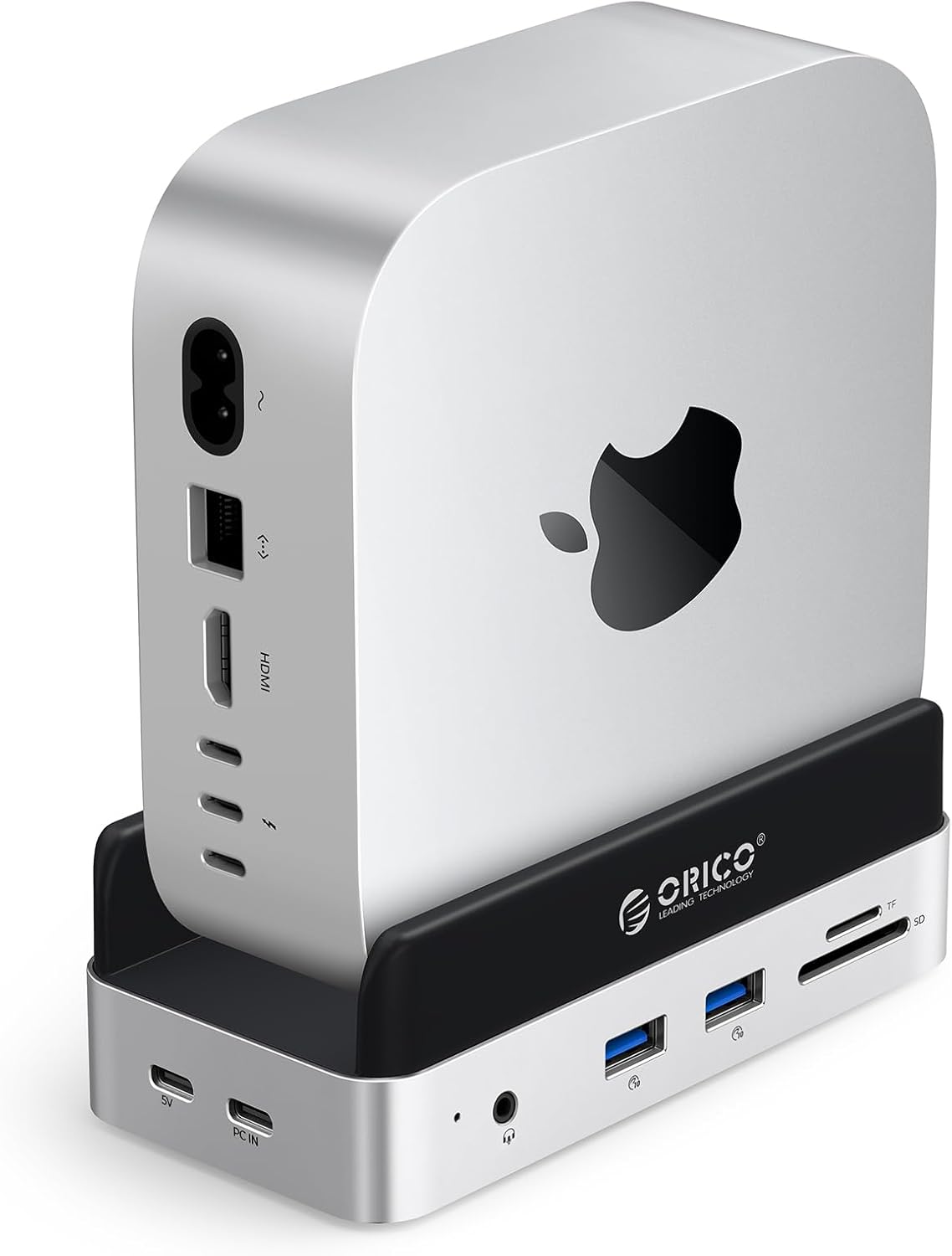 ORICO MiniDock Mac mini M4 Dock and Stand with 2TB M.2 SSD for Mac mini M4 and M4 Pro 2024, 2xUSB A 10Gbps, SD/TF Card Slots, 3.5mm Audio (VSE-2TB)
