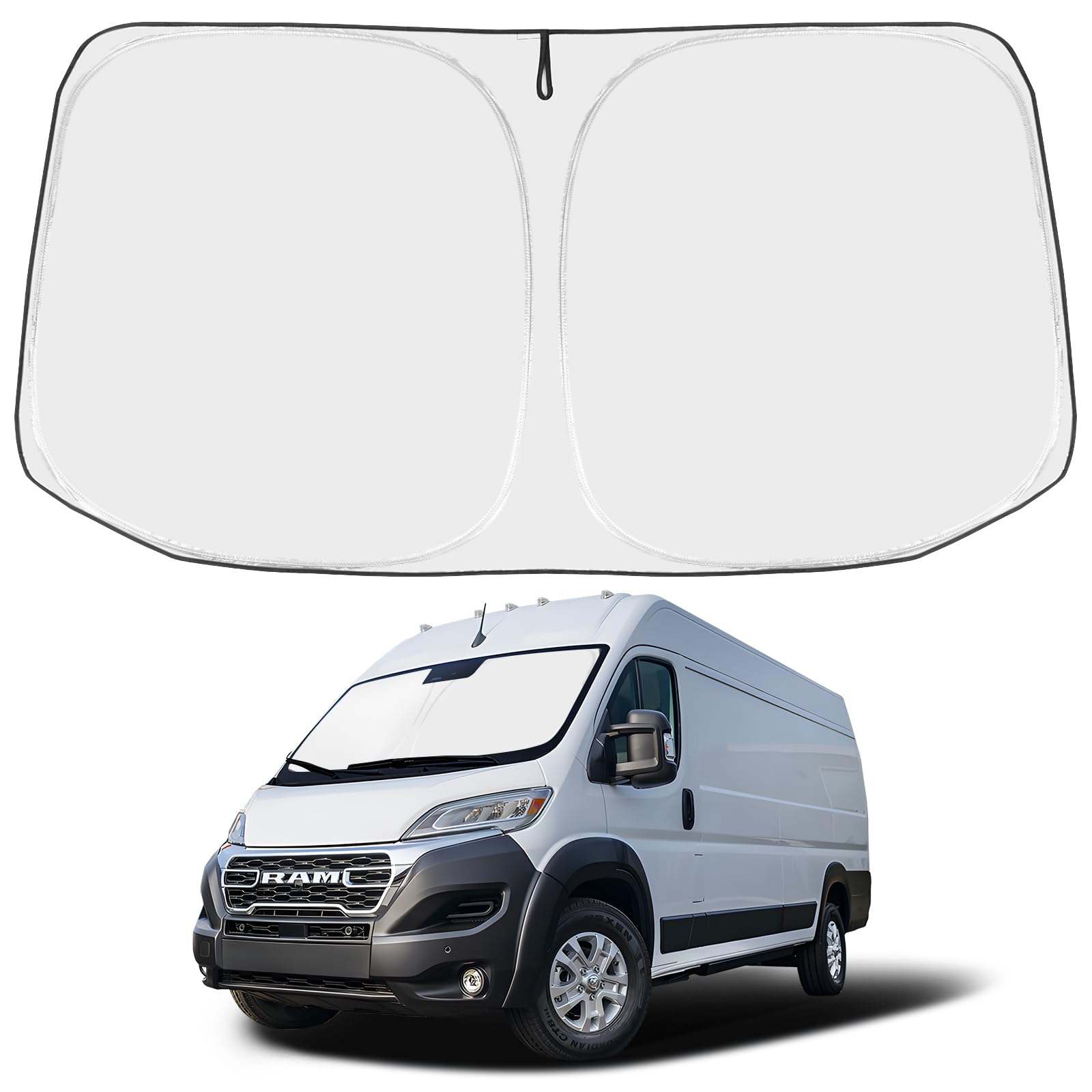 Windshield Sunshade Custom for Ram ProMaster 2024 2023 2022 2021 2020 2019 2018 2017 2016 2015 2014 Reflective Heat Sun UV Protector Foldable Front Window Shade Upgrade Accessories