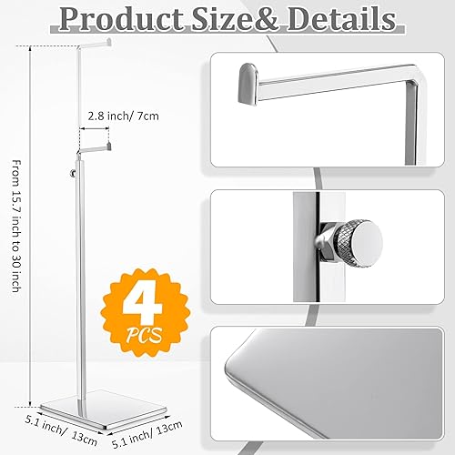 Miniatura 9 de Maitys Paquete de 4 soportes de exhibición para bolsos, soporte de exhibición de bolso de altura ajustable, estante de exhibición de bolsa de metal,