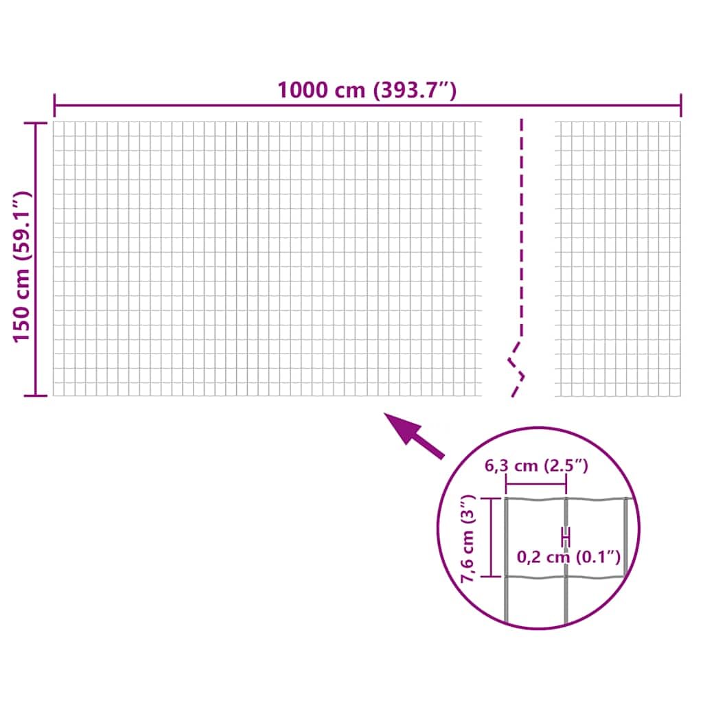 Valla de malla de soldadura estable de 10 metros de largo para jardín, 10 x 1,5 m