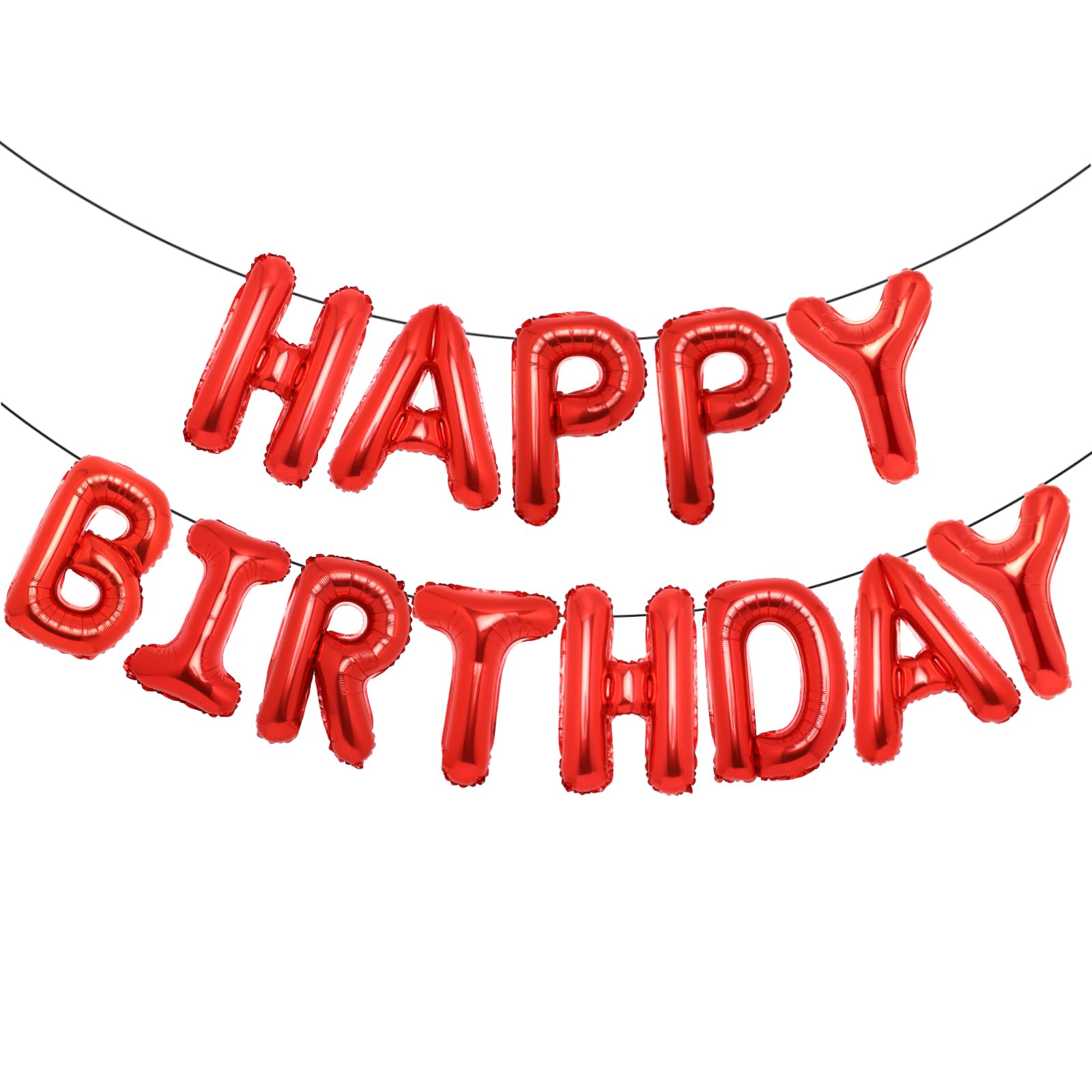 Accevo Red Happy Birthday Banner 16 Inch Mylar Foil Letters Balloons Happy Birthday Balloon for Kids, Child, Adults, Boys & Girls Birthday Banner