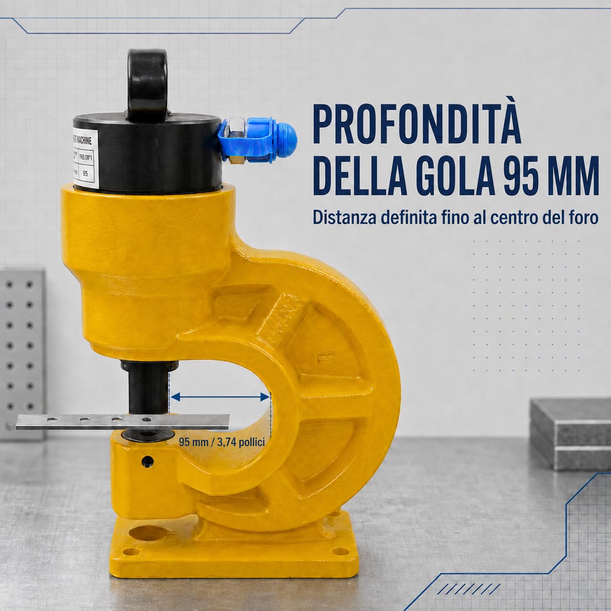Hydraulic Punch CH-60 31T - Set di perforatori idraulici, con chiave a brugola, per rame piatto L e H, apertura 1/2", 5/8", 3/4"