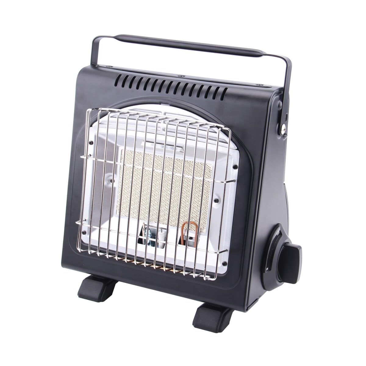 Intec – Calentador de gas portátil 1700 W + 12 cartuchos de gas encendido Piezo Thermopar ODS Camping Pesca