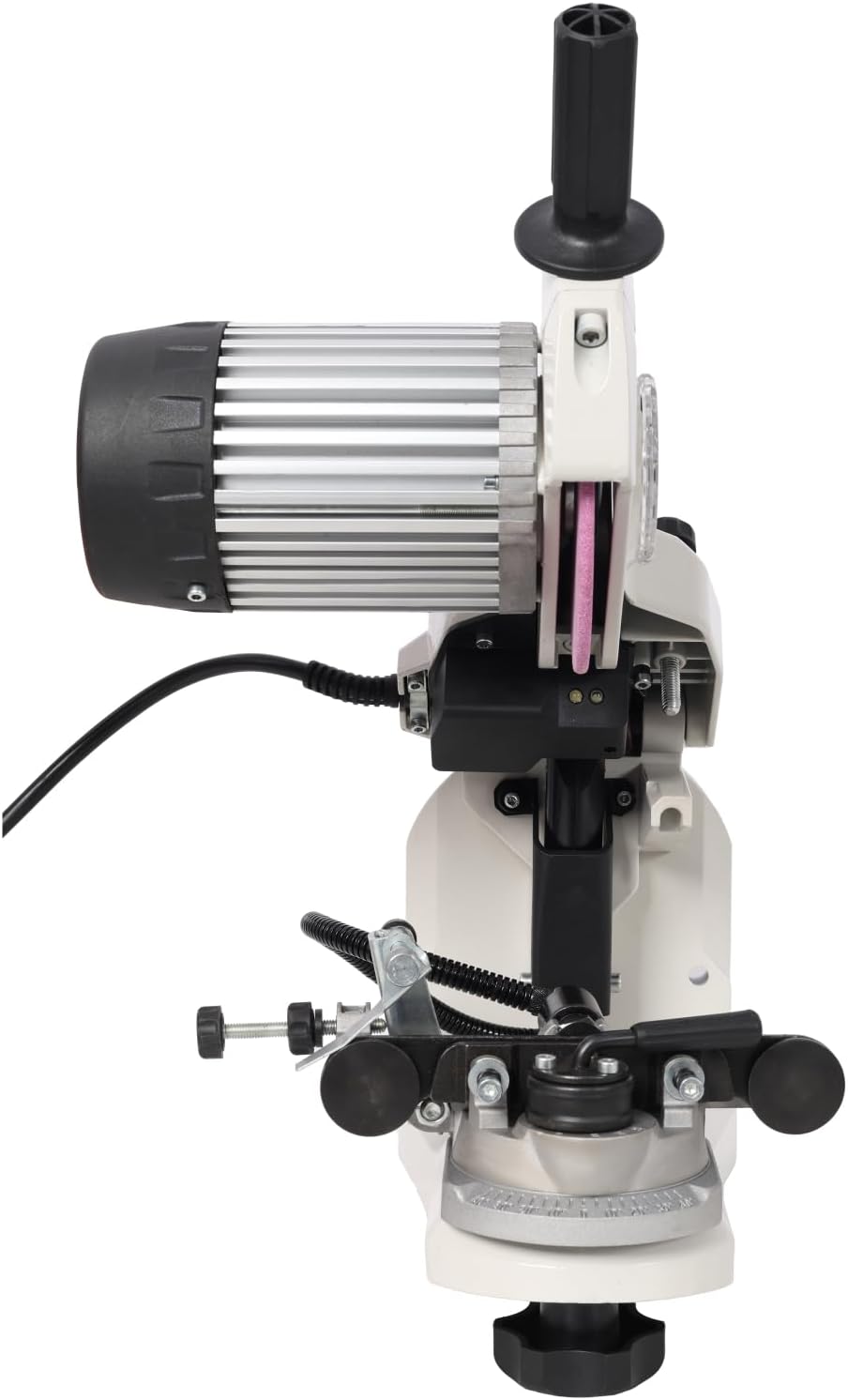 Electric Chainsaw Sharpener with Hydraulic Assist Gray Metal Durable Hydraulic Assist Mechanism Professional Workshop Use Durable Tool for Chain Sharpening