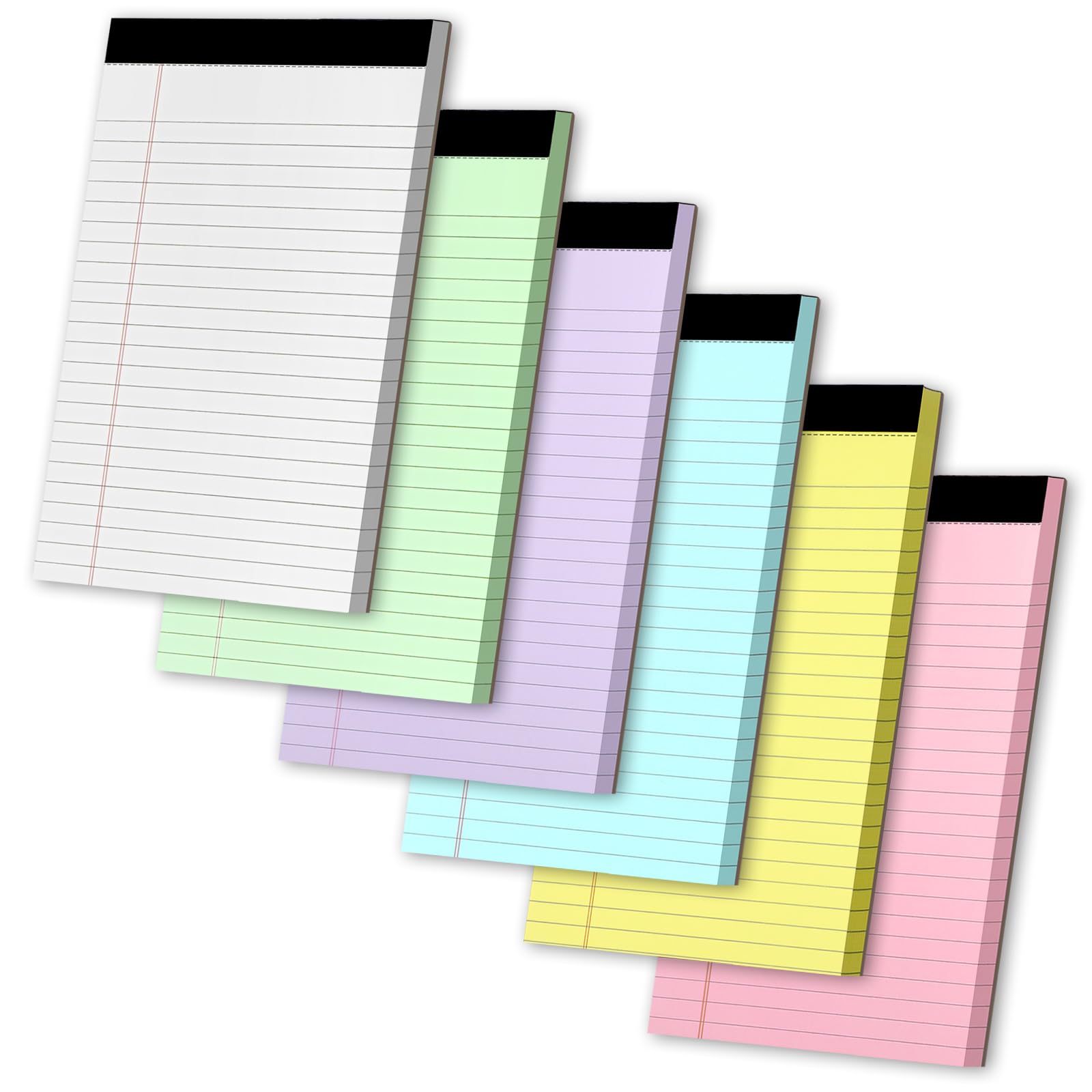 Legal Pads 5" X 8", 6 Pack Colored Note Pads, College Ruled Yellow Lined Paper Pads, Letter & Legal Ruled Pads, 30 Sheets per Small Writing Pads 5x8