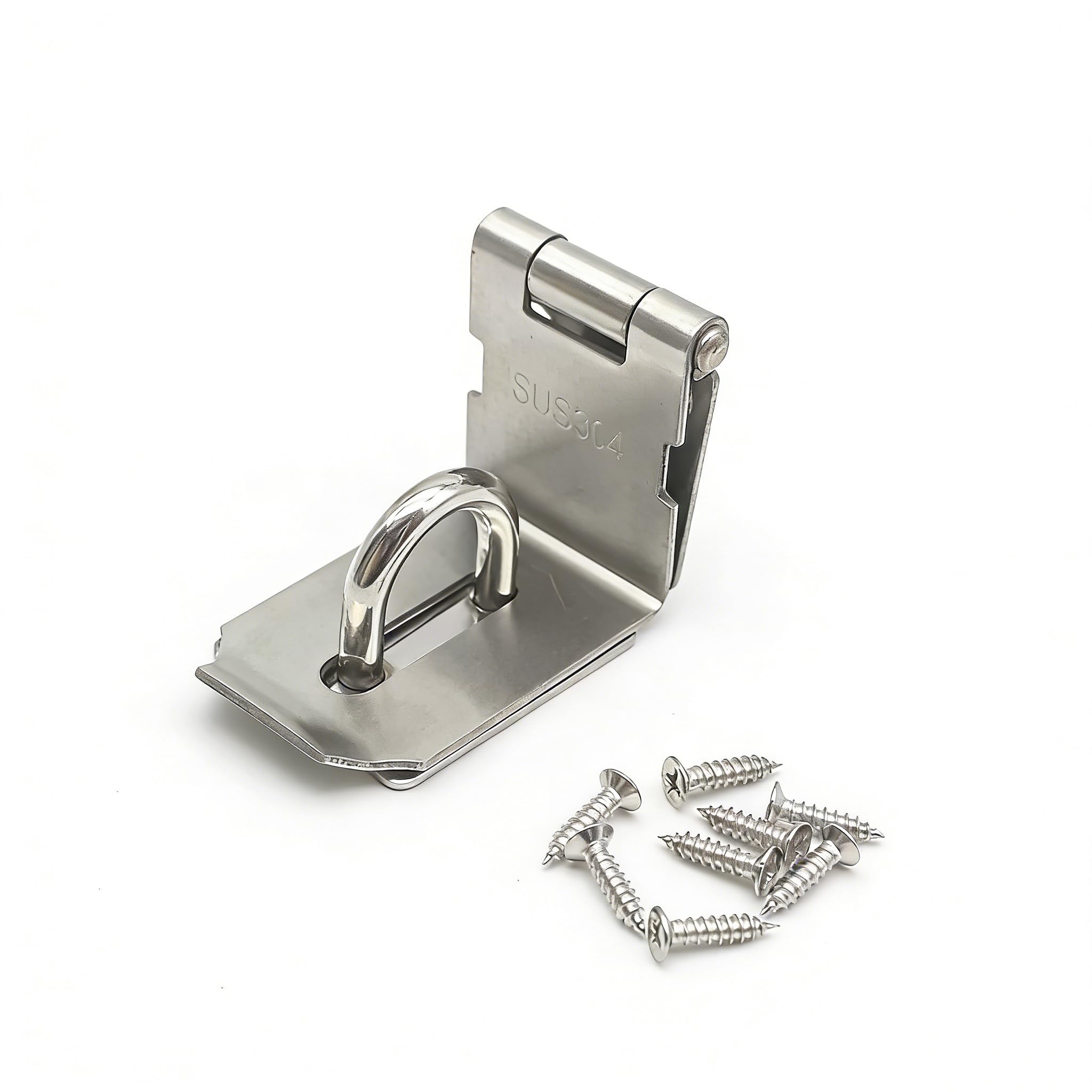 dingchi Heavy Padlock Hasp Duty,Door Hasp Latch 90 Degree, Stainless Steel Safety Angle Locking Latch for Push/Sliding/Barn Door