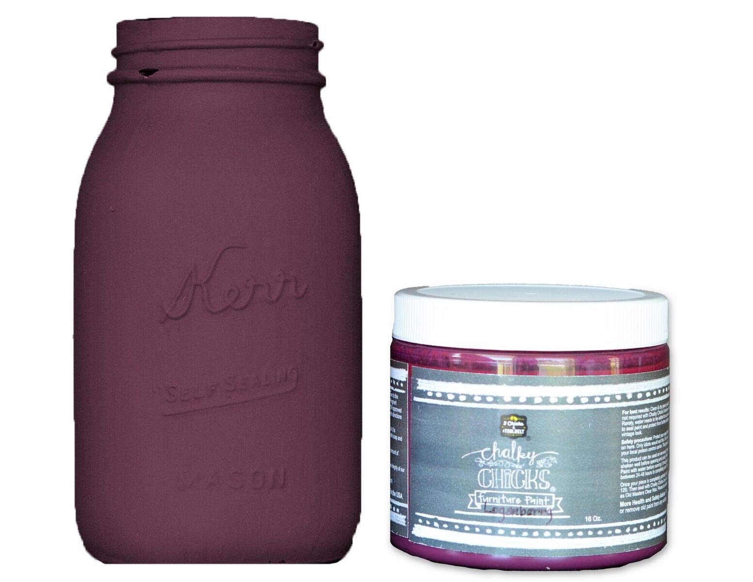 Chalky Chicks | Deep Violet or Plum Matte Chalk Finish Paint | Perfect For Furniture & Cabinet Restoration, Home Decor Makeovers, Mason Jars & DIY Crafts | 16 oz | Logan Berry