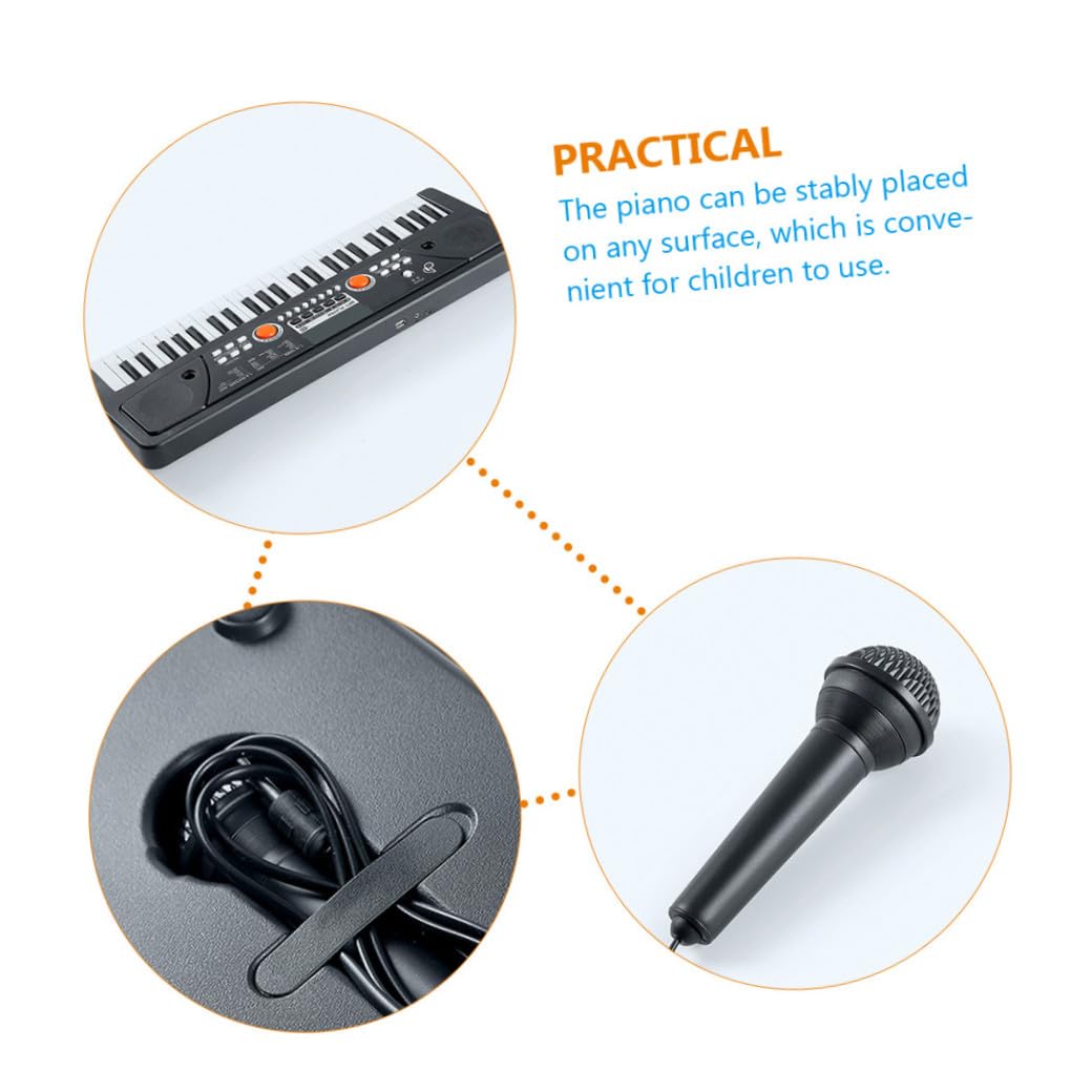 ERINGOGO Tastiera Elettronica per Bambini 49 Tasti Nero con Microfono Giocattolo Musicale Multifunzionale in Plastica per Apprendimento e Divertimento Natalizio