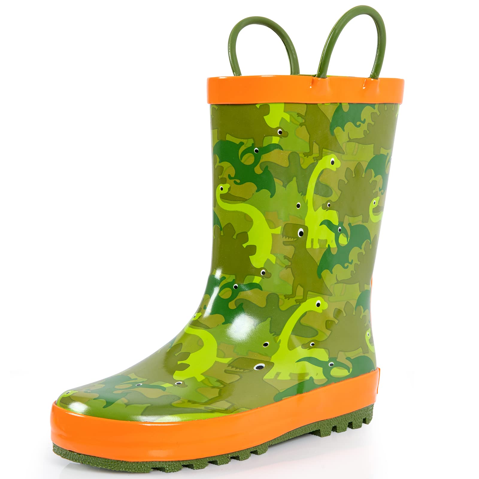 landchiefToddler Rain Boots, Kids Rain Boots Waterproof Rubber Boots for Girls and Boys with Fun Patterns and Easy-On Handles