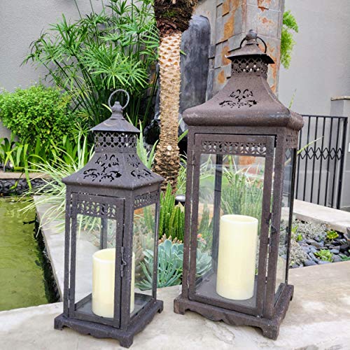 Lanterna Marroquina Decorativa 56/40cm Café Rústica 2pçs