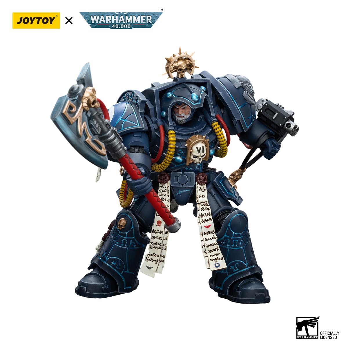 JOYTOY 1/18 Action Figure Warhammer 40.000 Ultramarines Librarian in Terminator Armour e Ultramarines Terminator Capitano Severus Agemman Set di 2 figure Pre-Ordine Modello mobile da collezione
