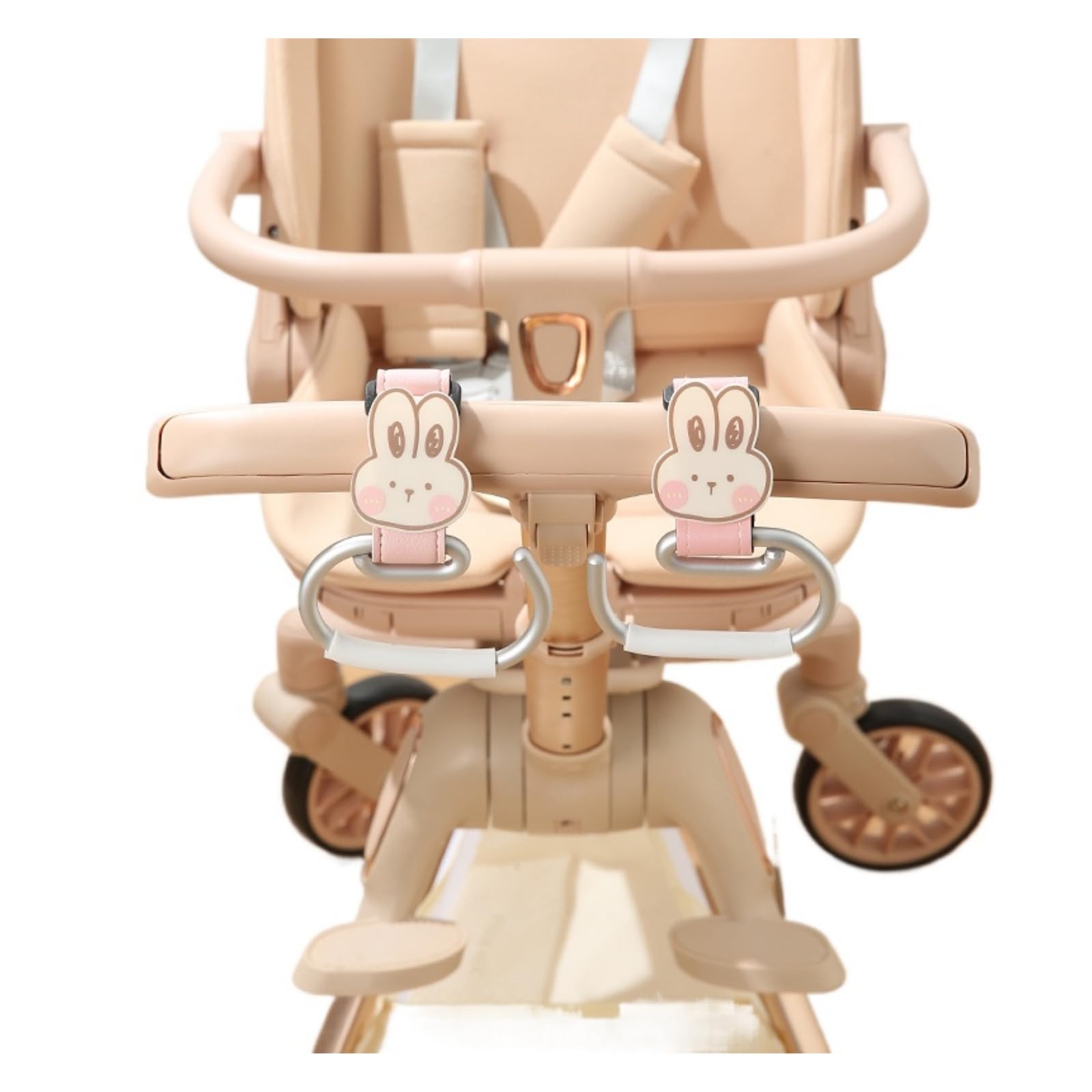 Simpatici ganci per passeggino a forma di animale, per appendere borse per pannolini, clip per passeggino e accessori per passeggino, ganci a moschettone grandi (confezione da 2, rosa)