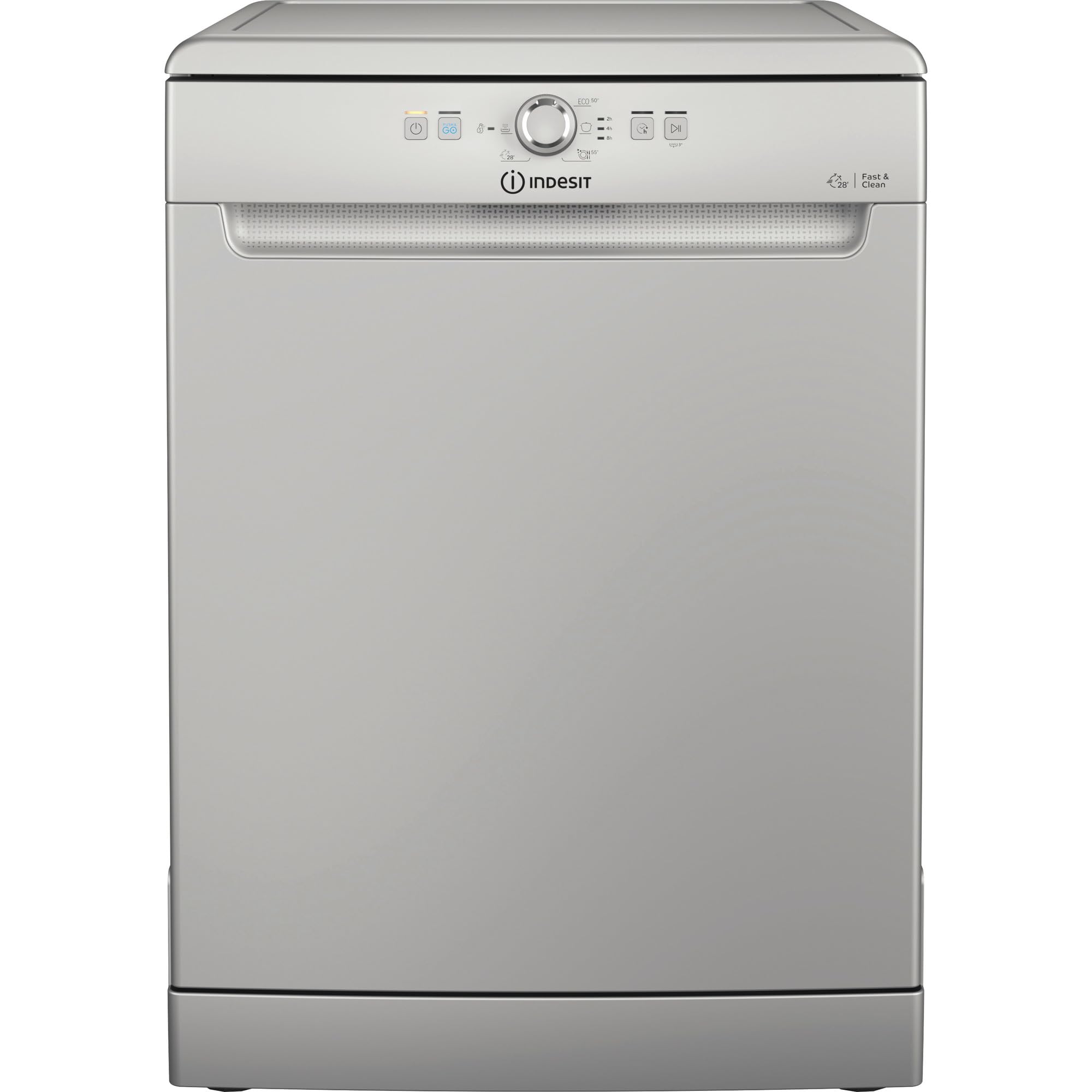 Indesit D2F HK26 S Spülmaschine, 60 cm, Freistehend, 14 Maßgedecke, E-Klasse, silber