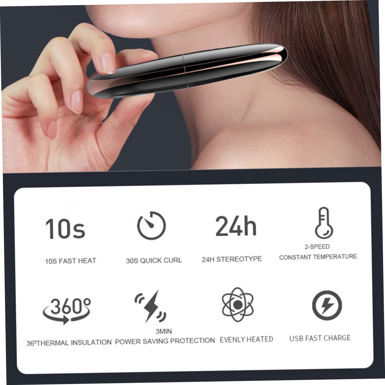Piegaciglia Elettrico Ricaricabile 450 Mah in Abs Nero