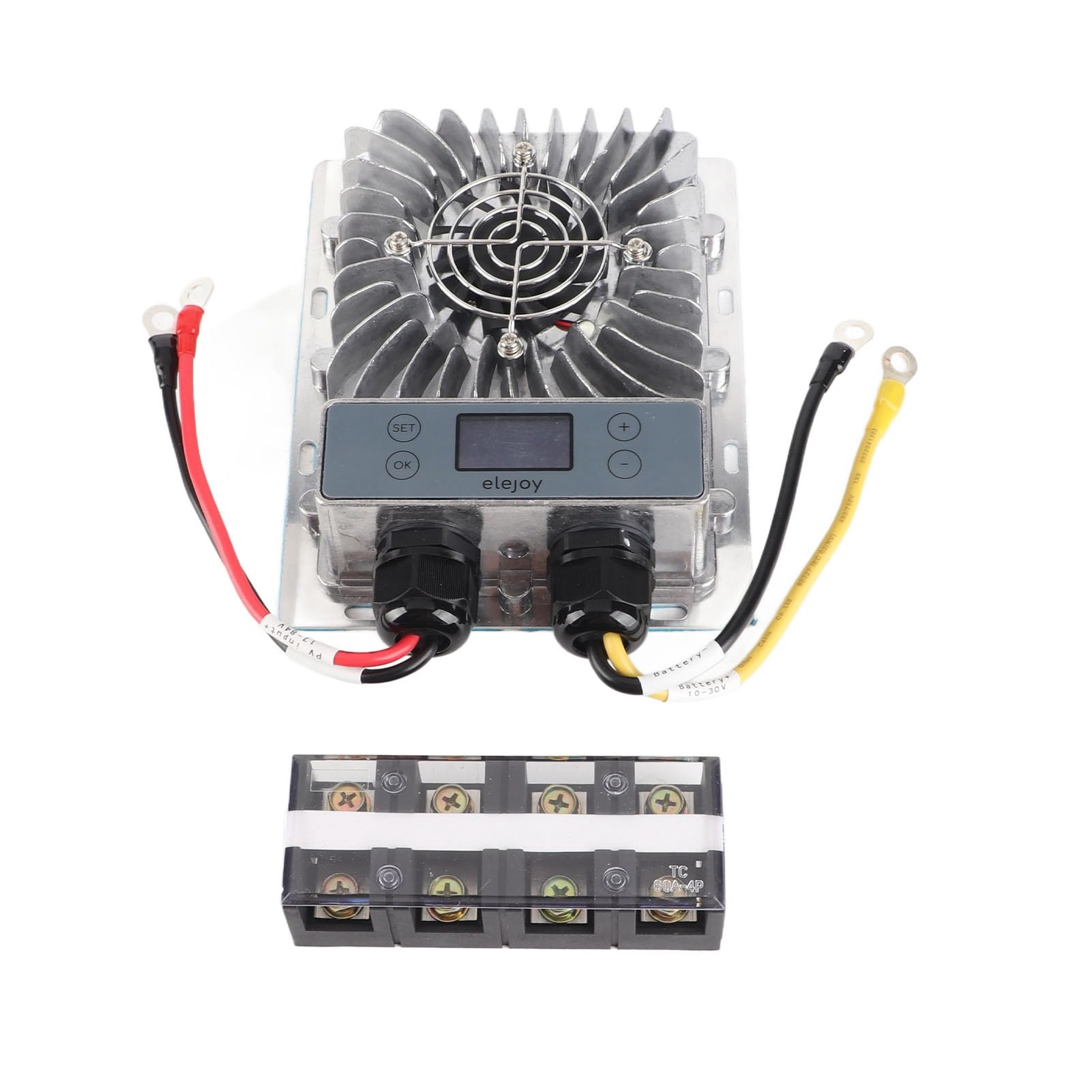 Fafeicy Regolatore di Carica Solare con Display LCD MPPT Regolatore del Pannello Solare 600W 10 a 30V Funzioni di Protezione Regolabili per la Ricarica della Batteria Fuori Rete per Barche