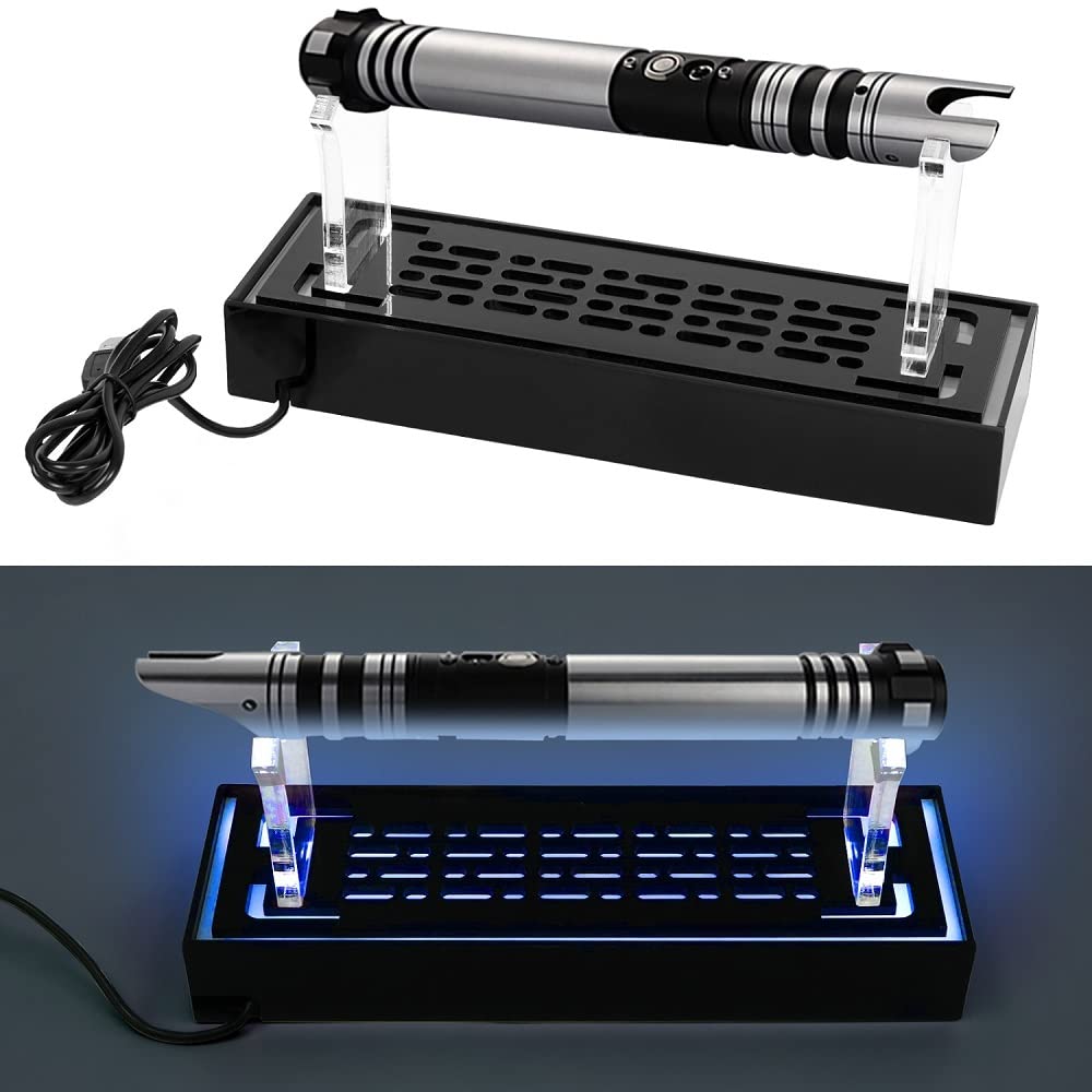 WANLIAN Acrylic Lightsaber Stand - Desktop Display with Built-in Luminous, Light-transmitting Stand (Black, 1 set)